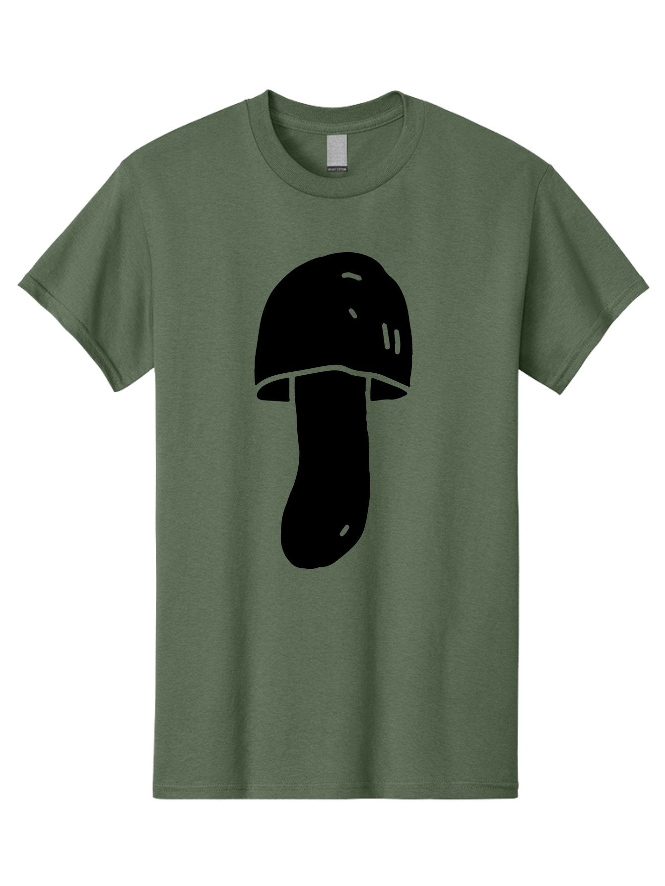 Mushroom-Graphic Men'S Graphic Tee, 100% Cotton, Comfortable Casual Summer Wear, Machine Washable, Mushroom Silhouette, Simple Design, Minimalist Art, Fungal Icon, Black And Green, Nature Symbol -  Aaa606 13