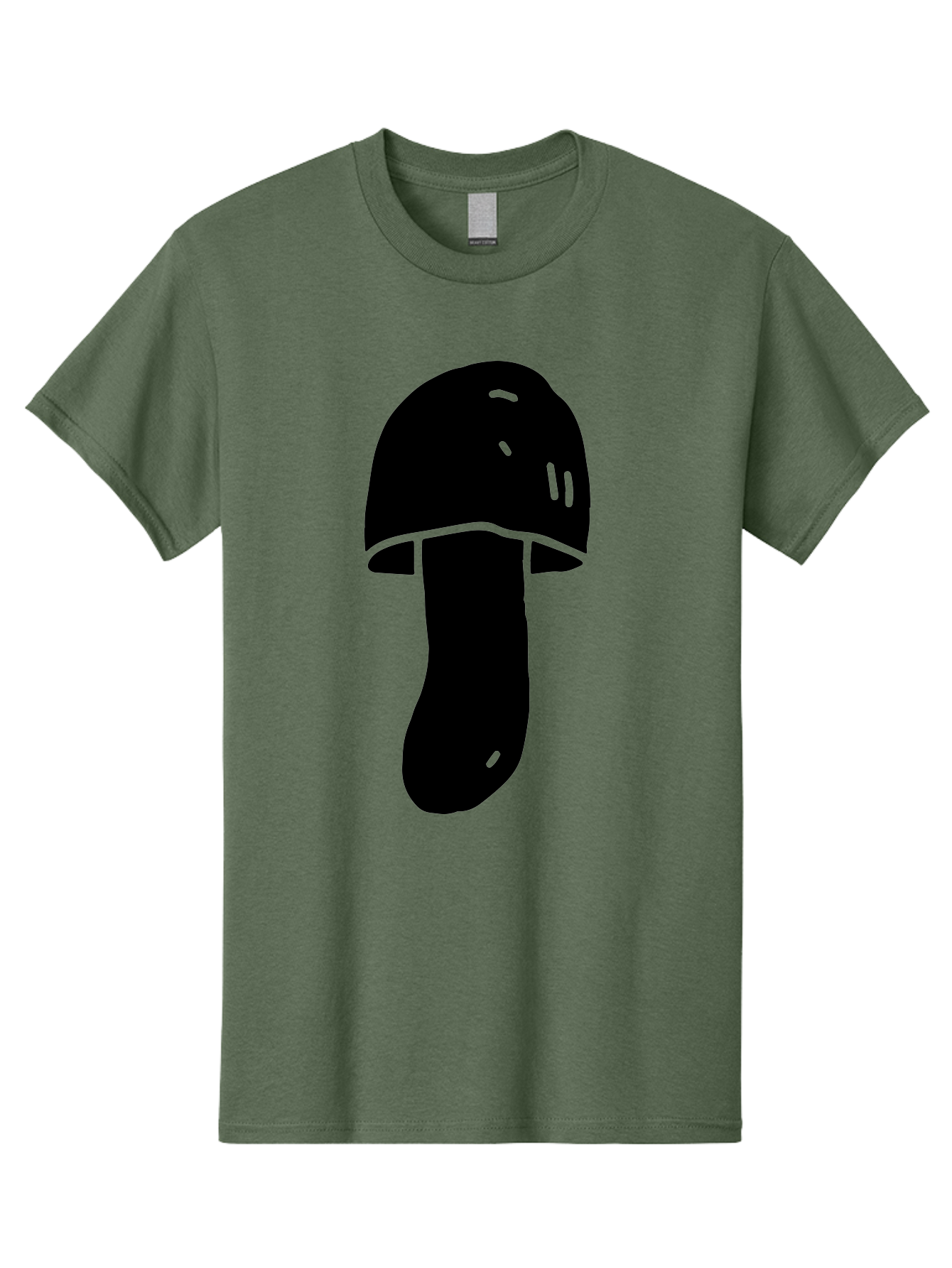 Mushroom-Graphic Men'S Graphic Tee, 100% Cotton, Comfortable Casual Summer Wear, Machine Washable, Mushroom Silhouette, Simple Design, Minimalist Art, Fungal Icon, Black And Green, Nature Symbol -  Aaa606 15