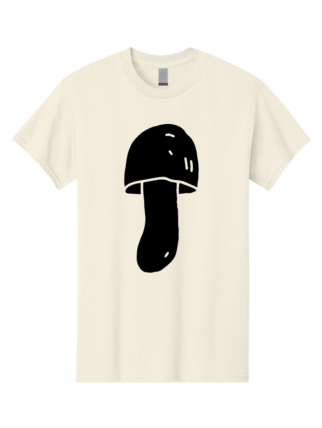 Mushroom-Graphic Men'S Graphic Tee, 100% Cotton, Comfortable Casual Summer Wear, Machine Washable, Mushroom Silhouette, Simple Design, Minimalist Art, Fungal Icon, Black And Green, Nature Symbol -  Aaa606