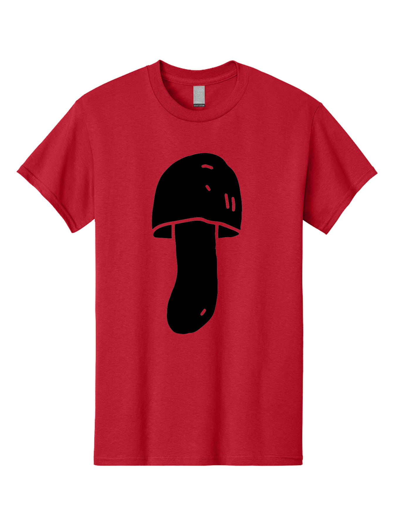 Mushroom-Graphic Men'S Graphic Tee, 100% Cotton, Comfortable Casual Summer Wear, Machine Washable, Mushroom Silhouette, Simple Design, Minimalist Art, Fungal Icon, Black And Green, Nature Symbol -  Aaa606 23