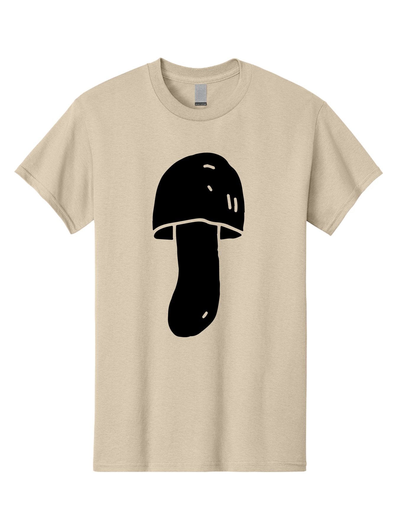 Mushroom-Graphic Men'S Graphic Tee, 100% Cotton, Comfortable Casual Summer Wear, Machine Washable, Mushroom Silhouette, Simple Design, Minimalist Art, Fungal Icon, Black And Green, Nature Symbol -  Aaa606 15