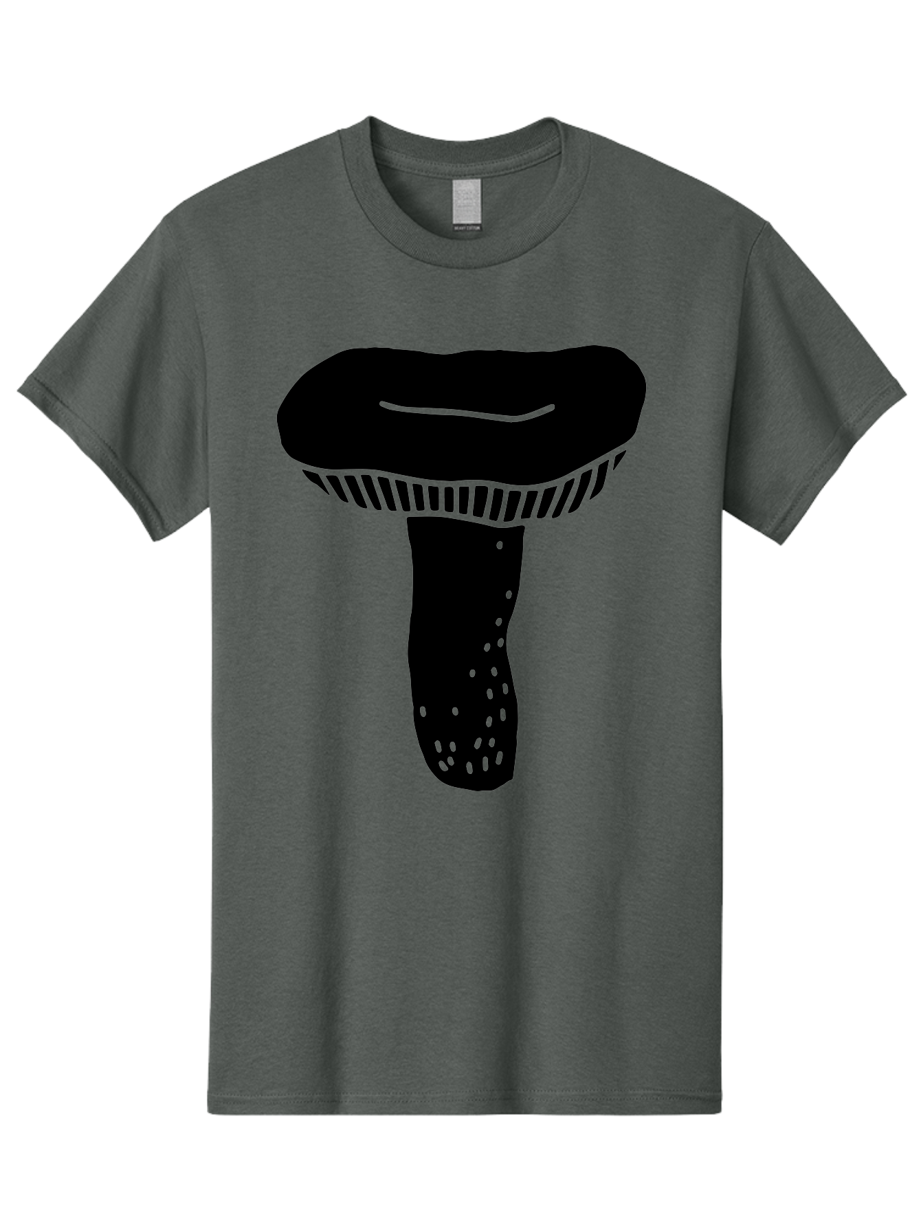 Mushroom Men'S Graphic Tee, 100% Cotton, Comfortable Casual Summer Wear, Machine Washable, Black Mushroom, Simple Design, Minimalist Art, Fungal Illustration, Stylized Fungus, Green Accents, Abstract Shape, Modern Graphics, -  Aaa608 3