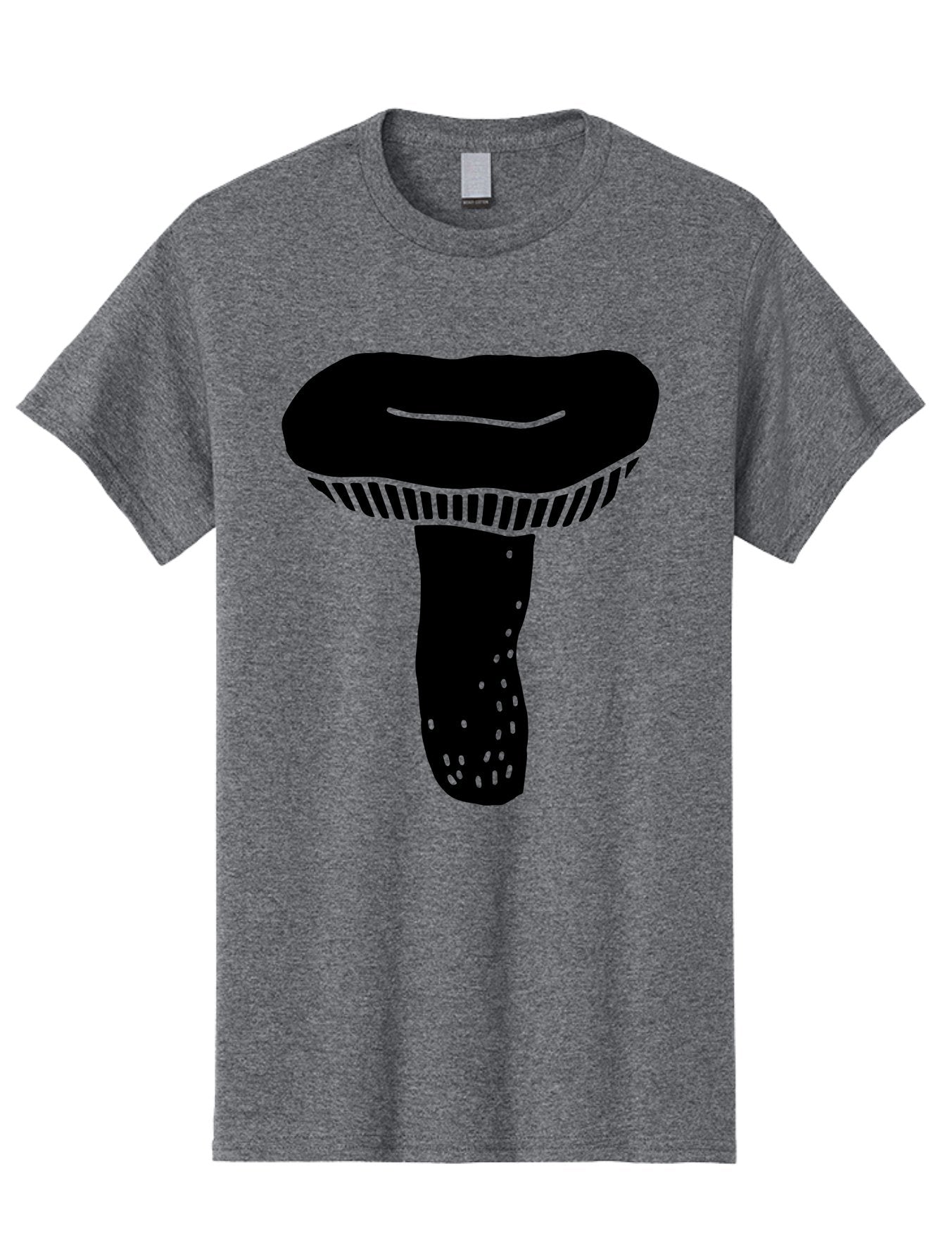 Mushroom Men'S Graphic Tee, 100% Cotton, Comfortable Casual Summer Wear, Machine Washable, Black Mushroom, Simple Design, Minimalist Art, Fungal Illustration, Stylized Fungus, Green Accents, Abstract Shape, Modern Graphics, -  Aaa608