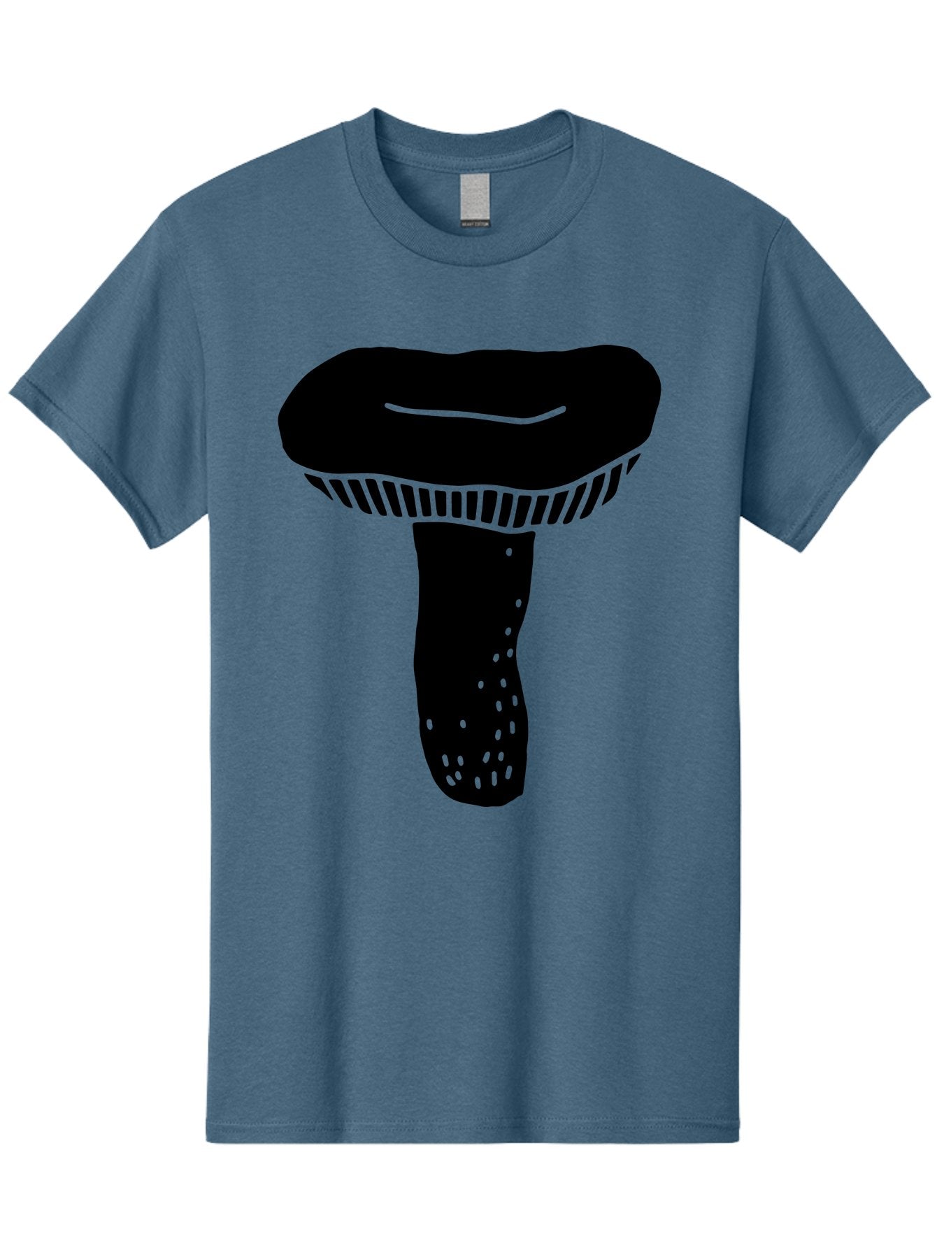 Mushroom Men'S Graphic Tee, 100% Cotton, Comfortable Casual Summer Wear, Machine Washable, Black Mushroom, Simple Design, Minimalist Art, Fungal Illustration, Stylized Fungus, Green Accents, Abstract Shape, Modern Graphics, -  Aaa608