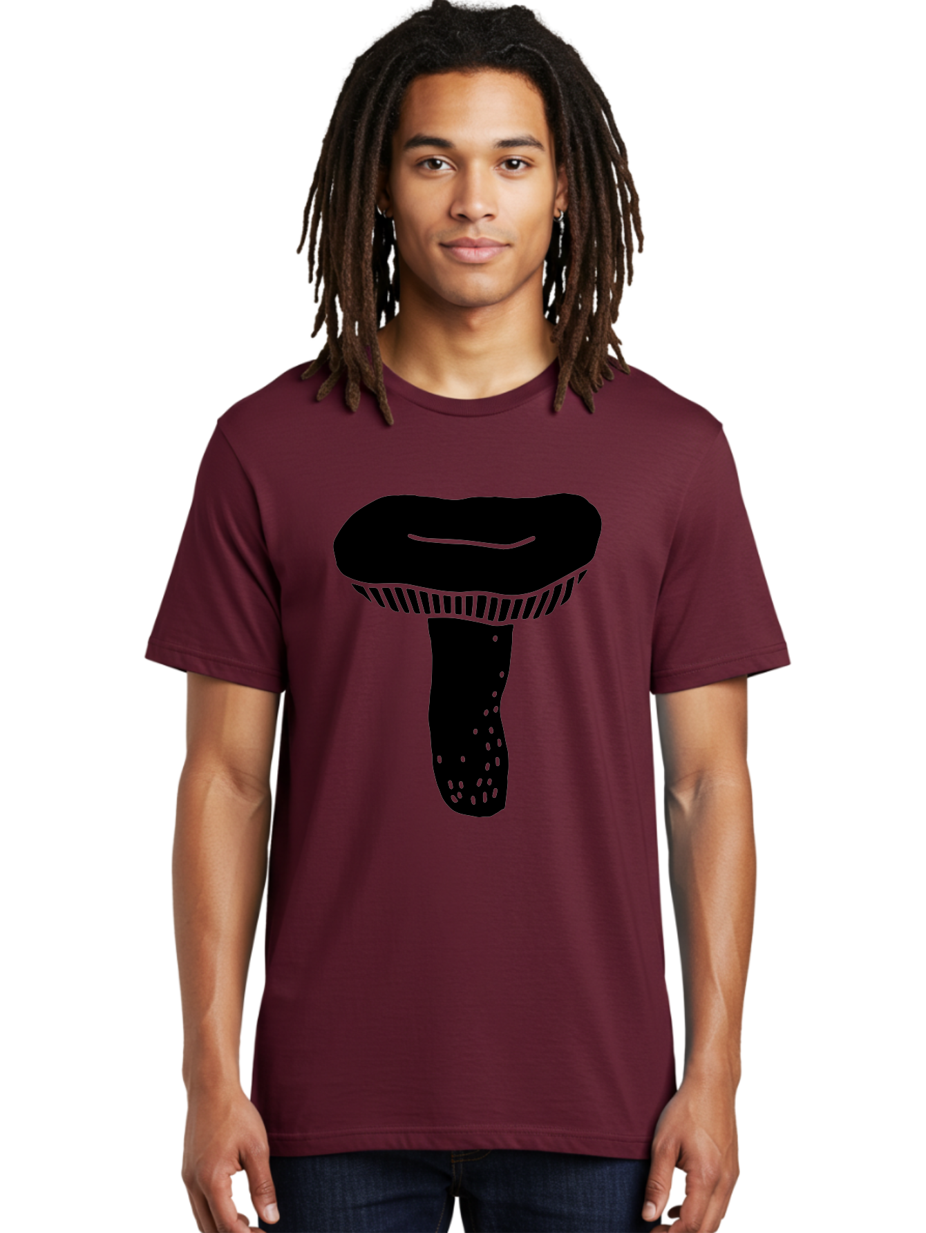 Mushroom Men'S Graphic Tee, 100% Cotton, Comfortable Casual Summer Wear, Machine Washable, Black Mushroom, Simple Design, Minimalist Art, Fungal Illustration, Stylized Fungus, Green Accents, Abstract Shape, Modern Graphics, -  Aaa608 14