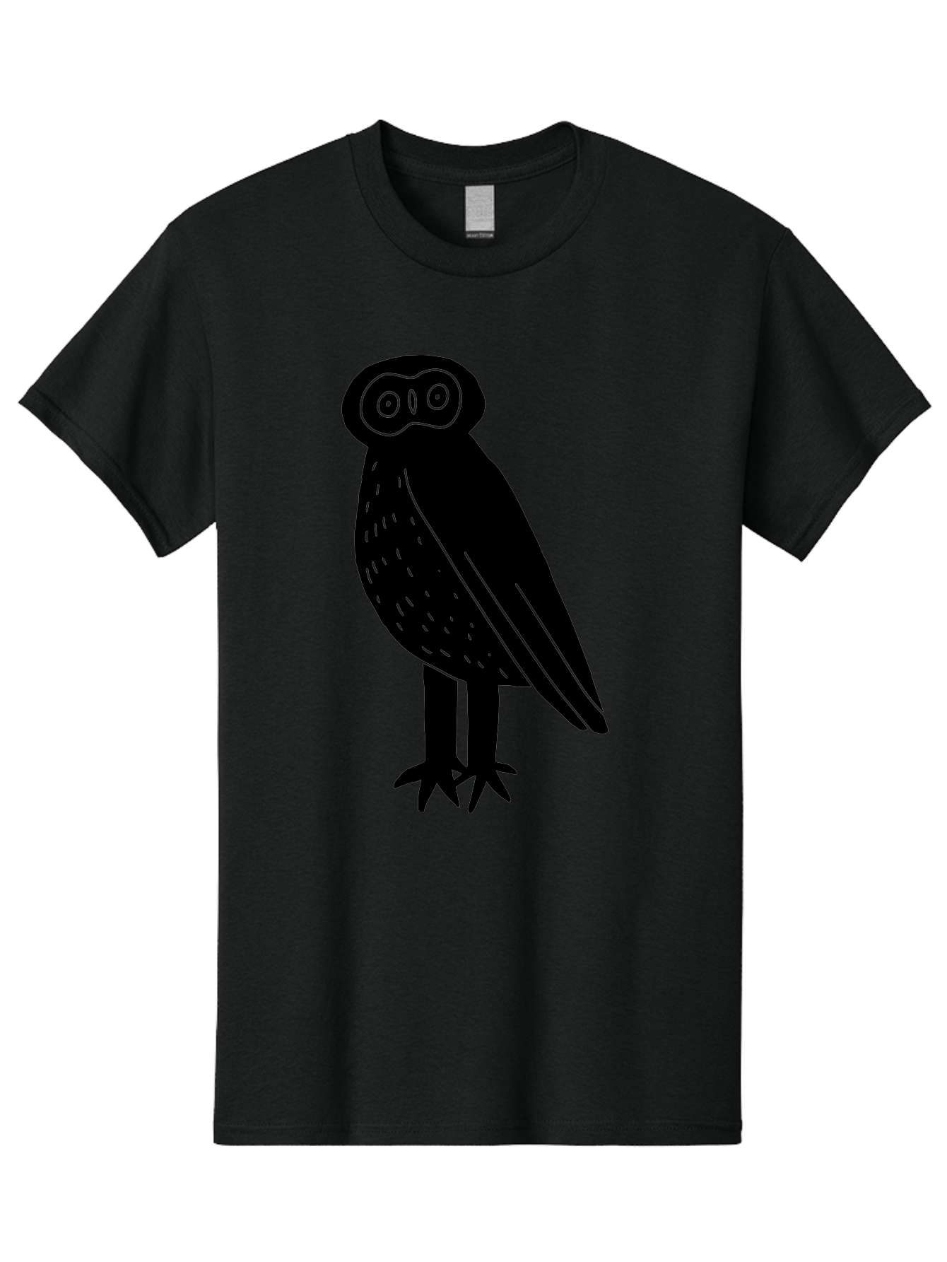 Owl Men'S Graphic Tee, 100% Cotton, Comfortable Casual Summer Wear, Machine Washable, Owl Silhouette, Minimalist Design, Simple Art, Black And Green, Wildlife Illustration, Nocturnal Bird, Abstract Owl -  Aaa609