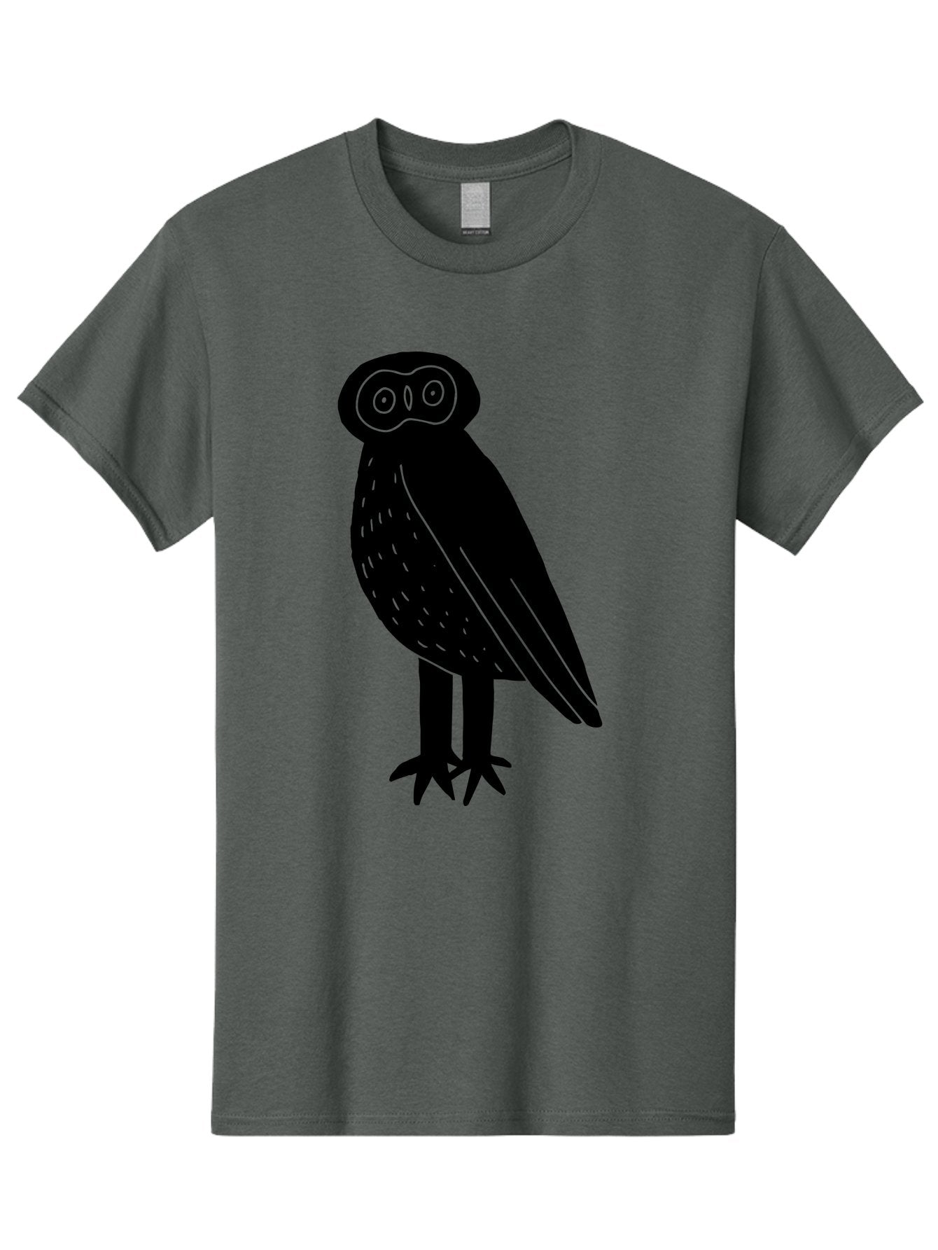 Owl Men'S Graphic Tee, 100% Cotton, Comfortable Casual Summer Wear, Machine Washable, Owl Silhouette, Minimalist Design, Simple Art, Black And Green, Wildlife Illustration, Nocturnal Bird, Abstract Owl -  Aaa609 11