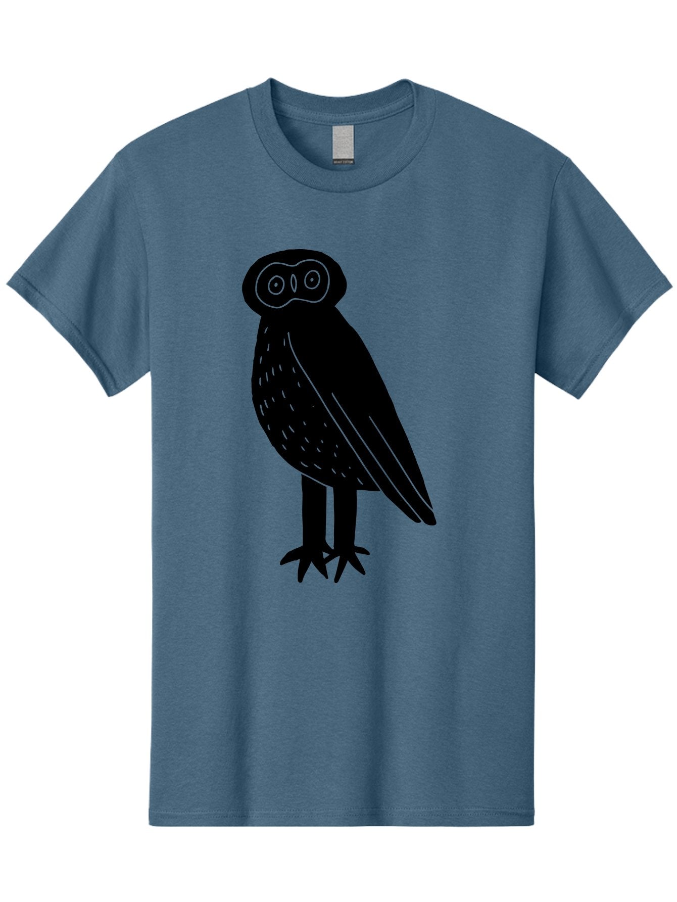 Owl Men'S Graphic Tee, 100% Cotton, Comfortable Casual Summer Wear, Machine Washable, Owl Silhouette, Minimalist Design, Simple Art, Black And Green, Wildlife Illustration, Nocturnal Bird, Abstract Owl -  Aaa609 15