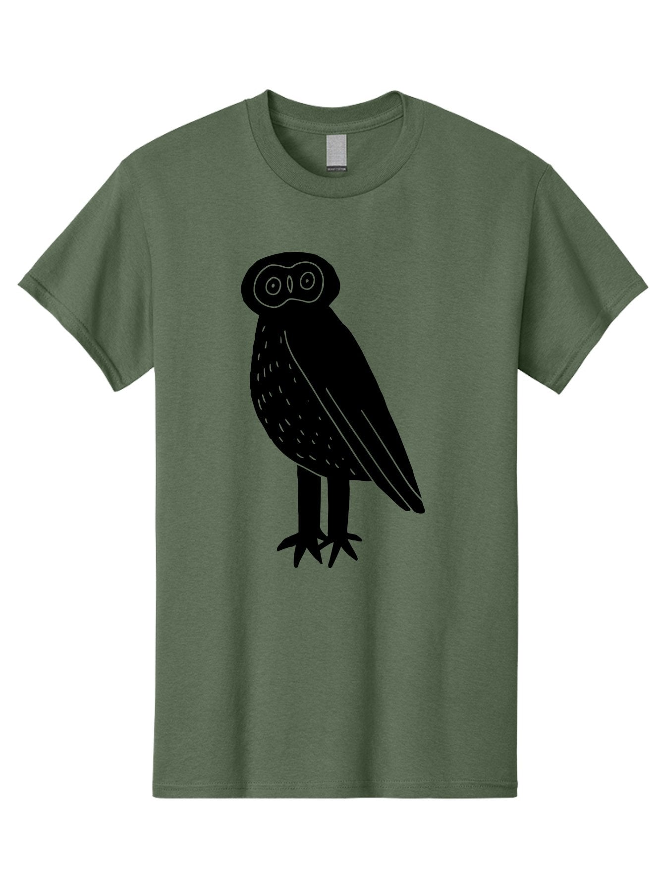 Owl Men'S Graphic Tee, 100% Cotton, Comfortable Casual Summer Wear, Machine Washable, Owl Silhouette, Minimalist Design, Simple Art, Black And Green, Wildlife Illustration, Nocturnal Bird, Abstract Owl -  Aaa609 4