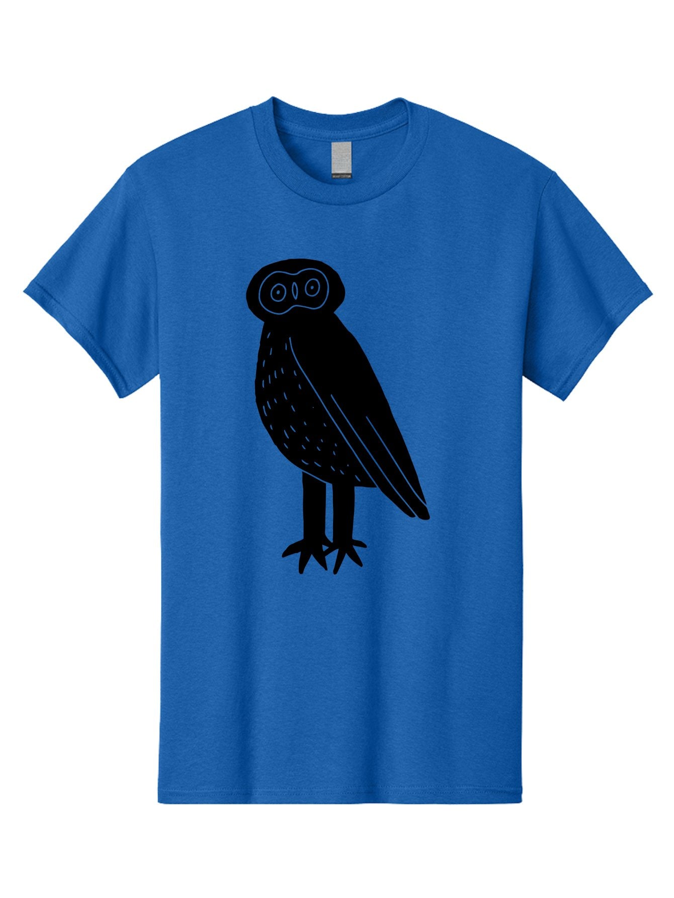 Owl Men'S Graphic Tee, 100% Cotton, Comfortable Casual Summer Wear, Machine Washable, Owl Silhouette, Minimalist Design, Simple Art, Black And Green, Wildlife Illustration, Nocturnal Bird, Abstract Owl -  Aaa609