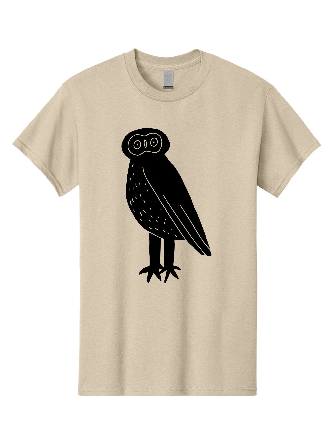 Owl Men'S Graphic Tee, 100% Cotton, Comfortable Casual Summer Wear, Machine Washable, Owl Silhouette, Minimalist Design, Simple Art, Black And Green, Wildlife Illustration, Nocturnal Bird, Abstract Owl -  Aaa609 3