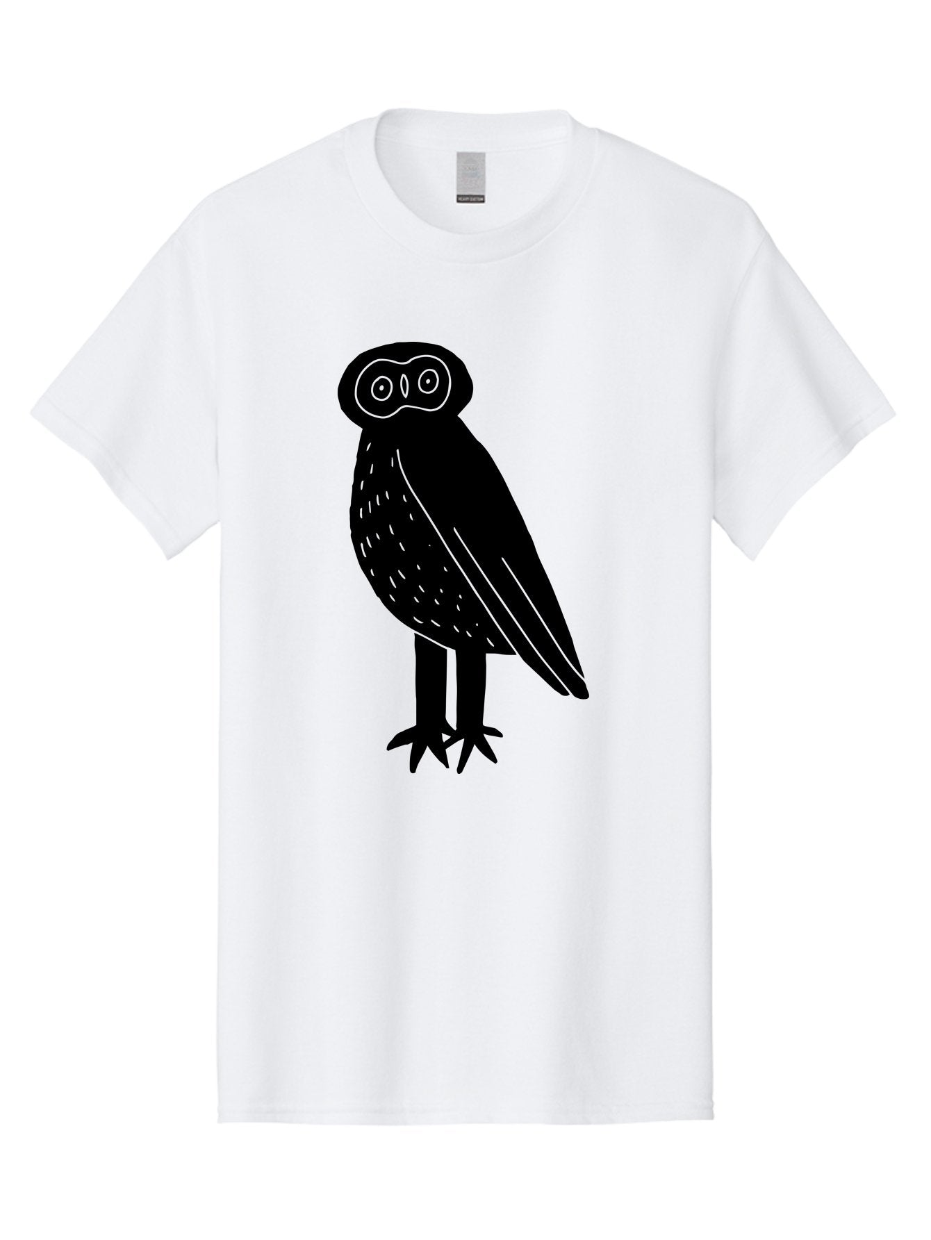 Owl Men'S Graphic Tee, 100% Cotton, Comfortable Casual Summer Wear, Machine Washable, Owl Silhouette, Minimalist Design, Simple Art, Black And Green, Wildlife Illustration, Nocturnal Bird, Abstract Owl -  Aaa609