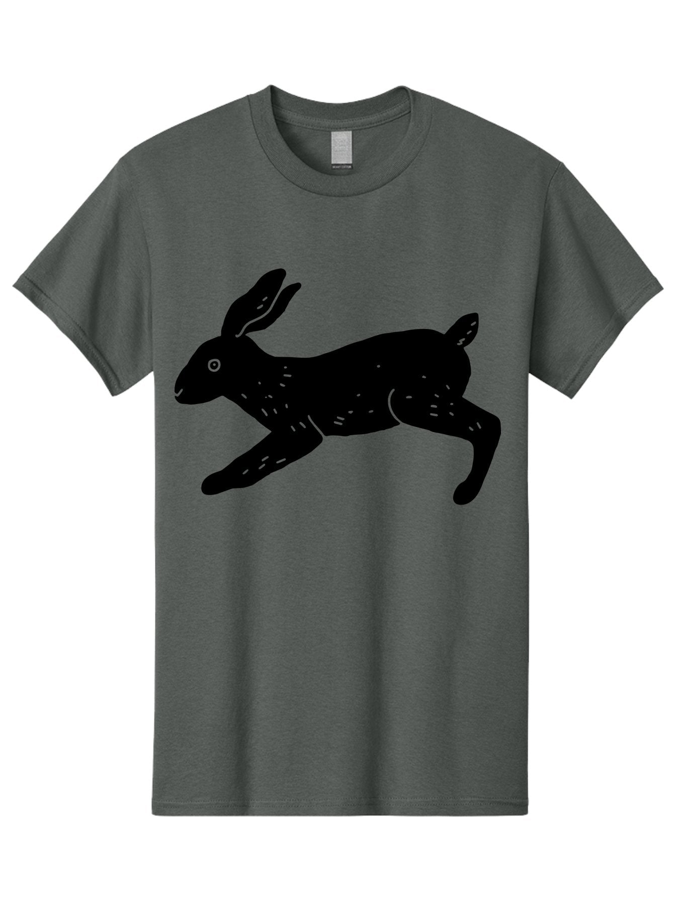 Rabbit-Silhouette Men'S Graphic Tee, 100% Cotton, Comfortable Casual Summer Wear, Machine Washable, Running Rabbit, Black Silhouette, Neon Green Accents, Dynamic Movement, Simple Design, Abstract Art, Minimalist Style, Rabbit Illustration -  Aaa610 12