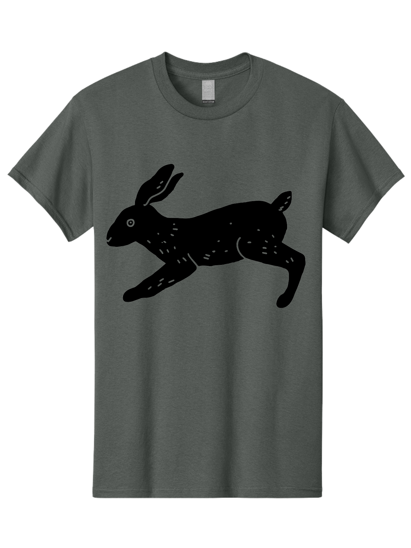 Rabbit-Silhouette Men'S Graphic Tee, 100% Cotton, Comfortable Casual Summer Wear, Machine Washable, Running Rabbit, Black Silhouette, Neon Green Accents, Dynamic Movement, Simple Design, Abstract Art, Minimalist Style, Rabbit Illustration -  Aaa610 3