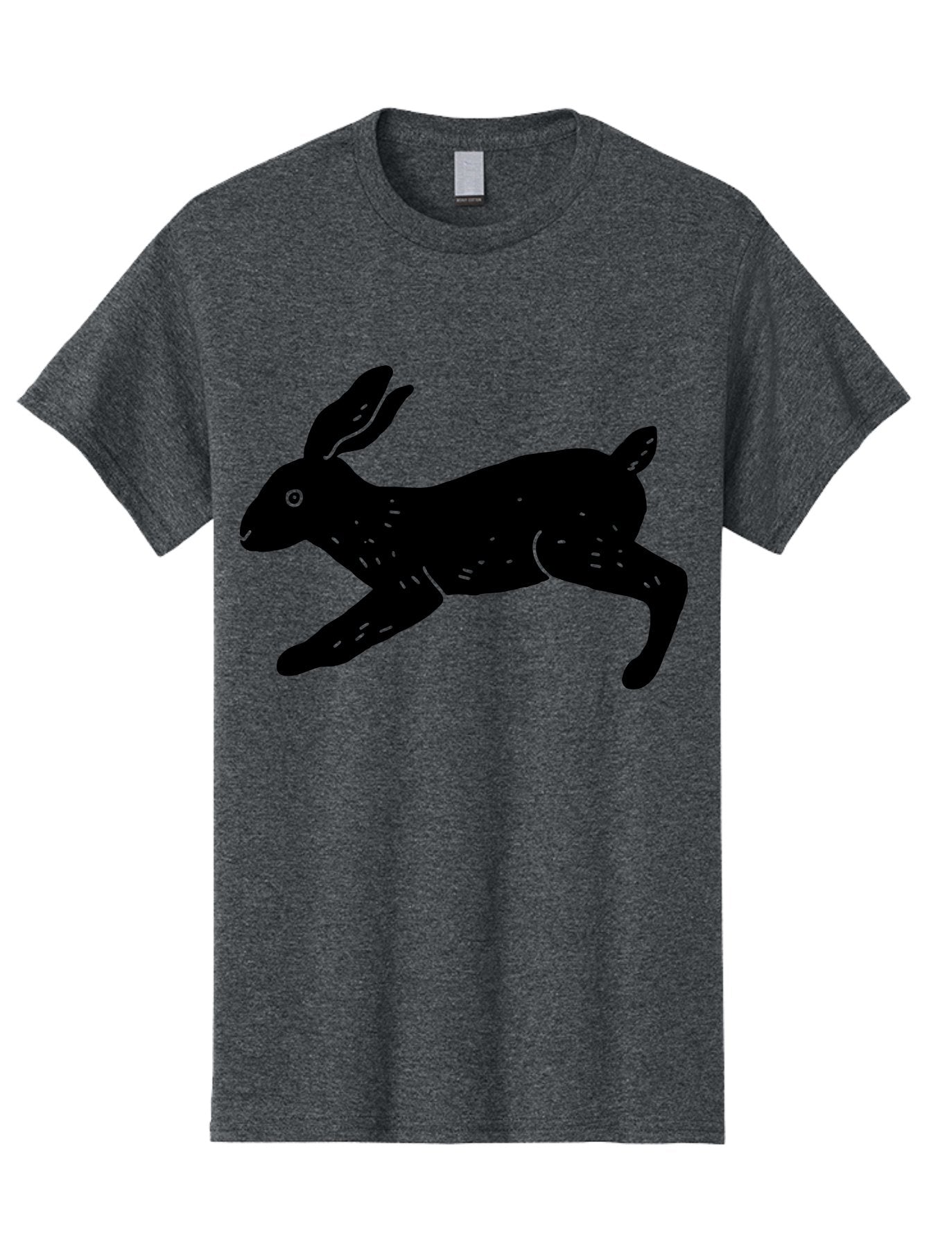 Rabbit-Silhouette Men'S Graphic Tee, 100% Cotton, Comfortable Casual Summer Wear, Machine Washable, Running Rabbit, Black Silhouette, Neon Green Accents, Dynamic Movement, Simple Design, Abstract Art, Minimalist Style, Rabbit Illustration -  Aaa610 9