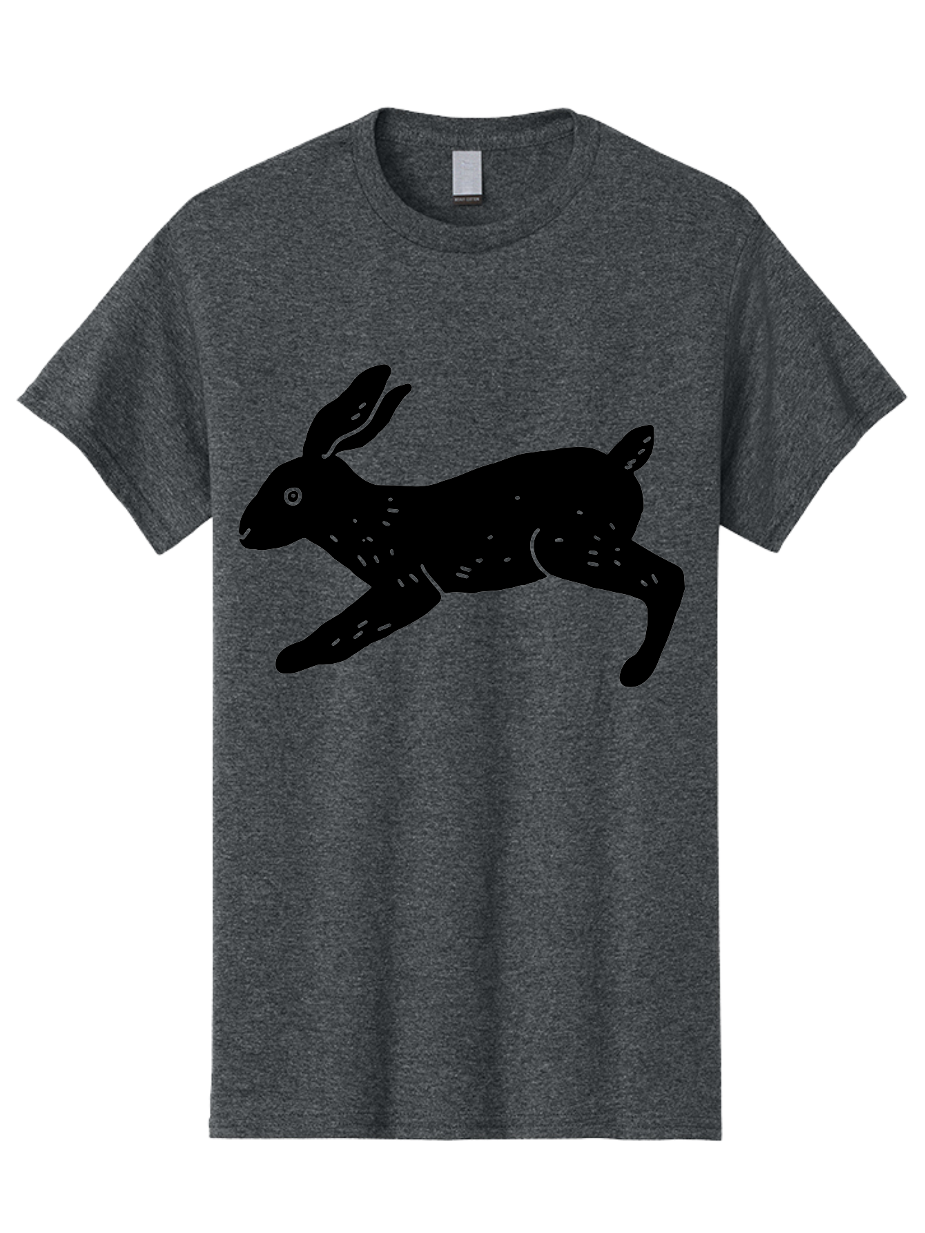 Rabbit-Silhouette Men'S Graphic Tee, 100% Cotton, Comfortable Casual Summer Wear, Machine Washable, Running Rabbit, Black Silhouette, Neon Green Accents, Dynamic Movement, Simple Design, Abstract Art, Minimalist Style, Rabbit Illustration -  Aaa610 7