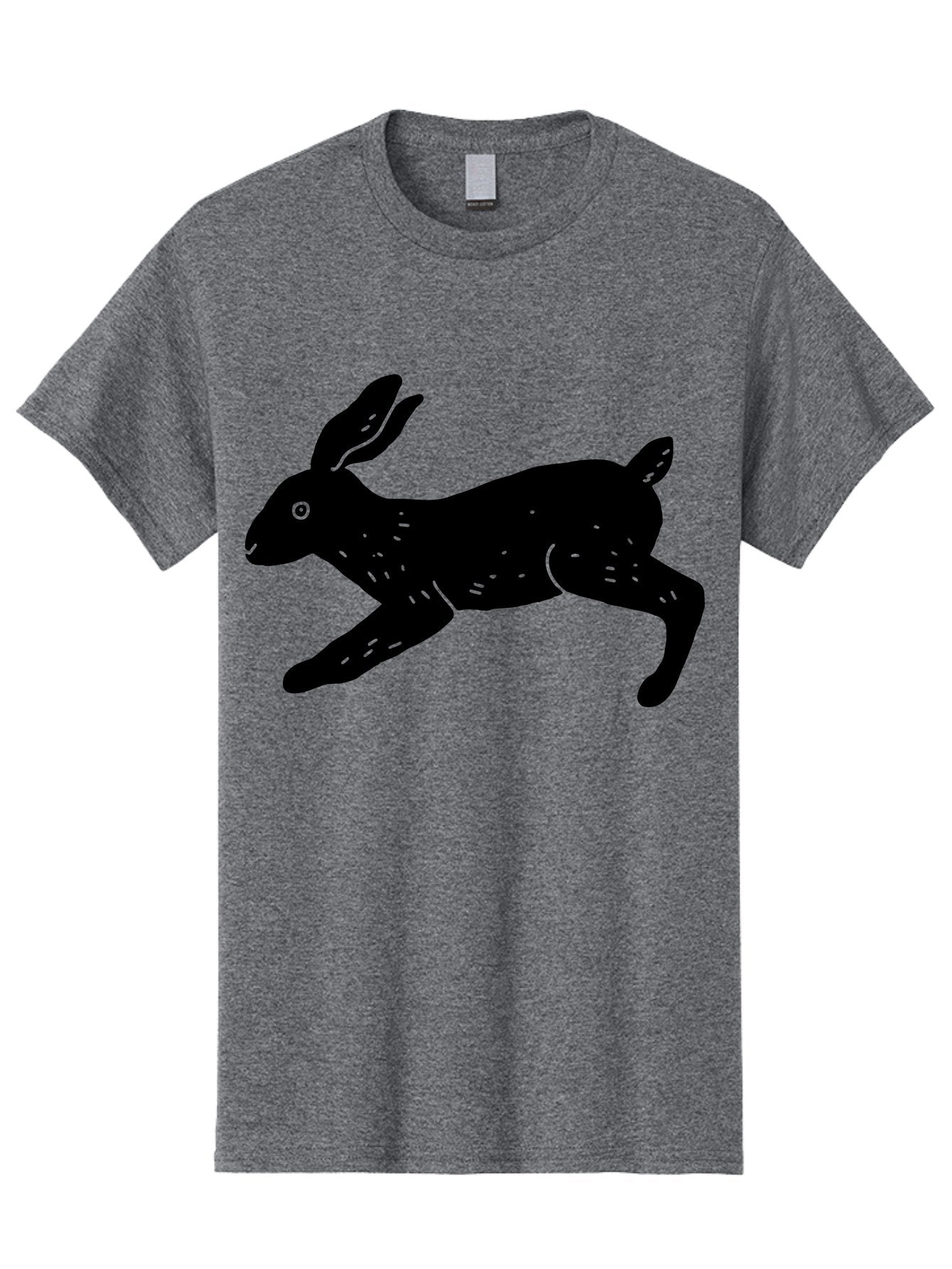Rabbit-Silhouette Men'S Graphic Tee, 100% Cotton, Comfortable Casual Summer Wear, Machine Washable, Running Rabbit, Black Silhouette, Neon Green Accents, Dynamic Movement, Simple Design, Abstract Art, Minimalist Style, Rabbit Illustration -  Aaa610 11