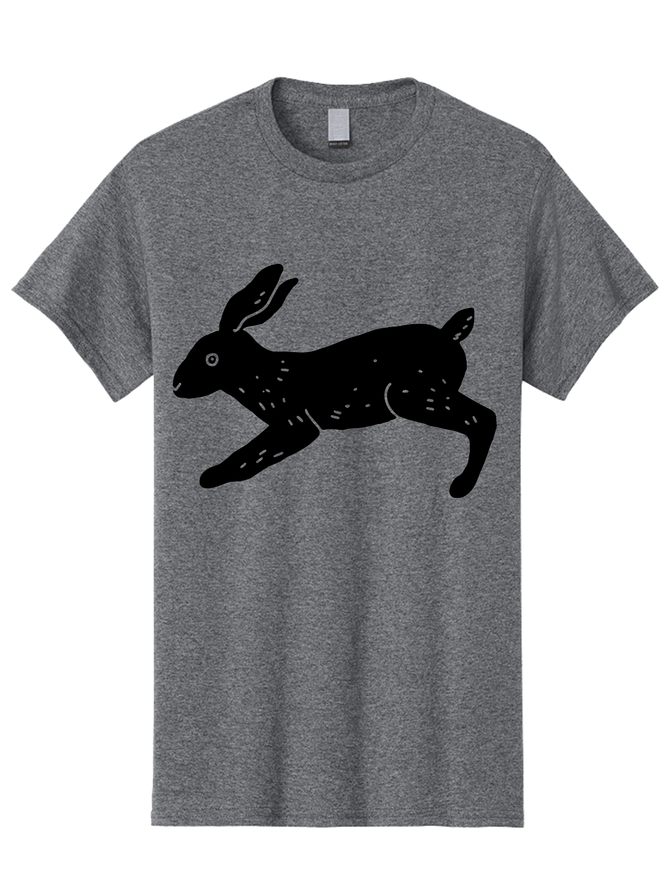 Rabbit-Silhouette Men'S Graphic Tee, 100% Cotton, Comfortable Casual Summer Wear, Machine Washable, Running Rabbit, Black Silhouette, Neon Green Accents, Dynamic Movement, Simple Design, Abstract Art, Minimalist Style, Rabbit Illustration -  Aaa610 9