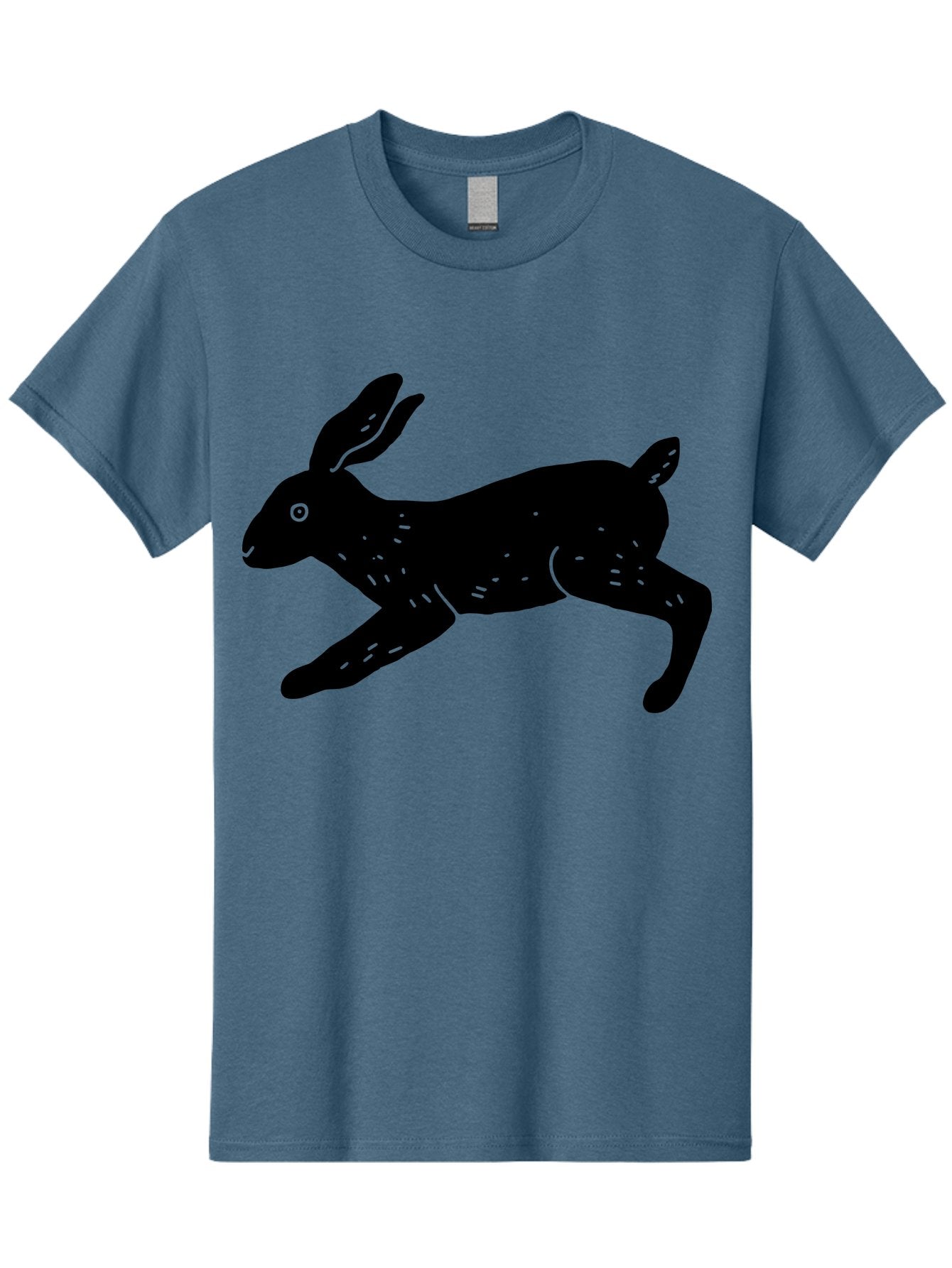 Rabbit-Silhouette Men'S Graphic Tee, 100% Cotton, Comfortable Casual Summer Wear, Machine Washable, Running Rabbit, Black Silhouette, Neon Green Accents, Dynamic Movement, Simple Design, Abstract Art, Minimalist Style, Rabbit Illustration -  Aaa610 10