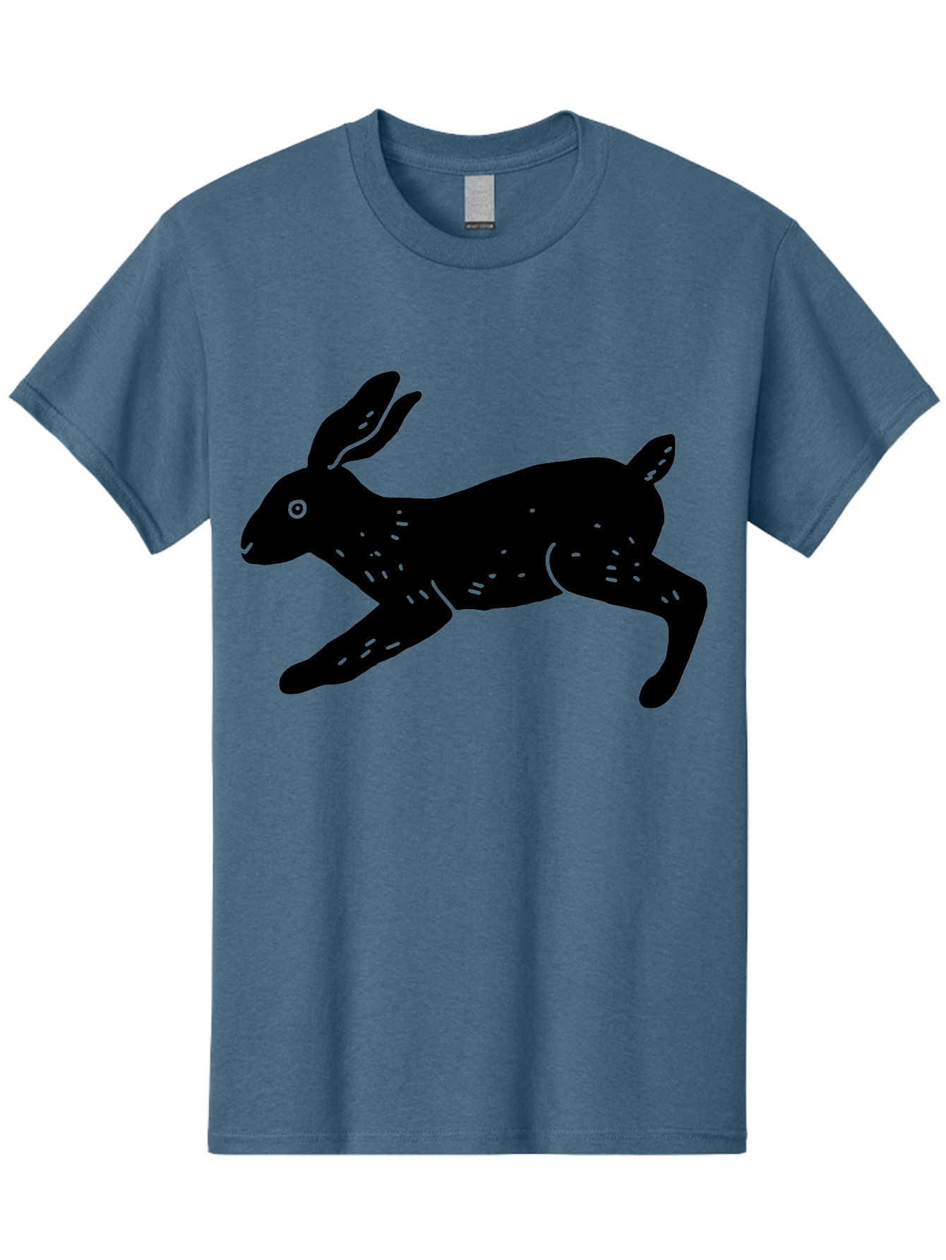 Rabbit-Silhouette Men'S Graphic Tee, 100% Cotton, Comfortable Casual Summer Wear, Machine Washable, Running Rabbit, Black Silhouette, Neon Green Accents, Dynamic Movement, Simple Design, Abstract Art, Minimalist Style, Rabbit Illustration -  Aaa610 11
