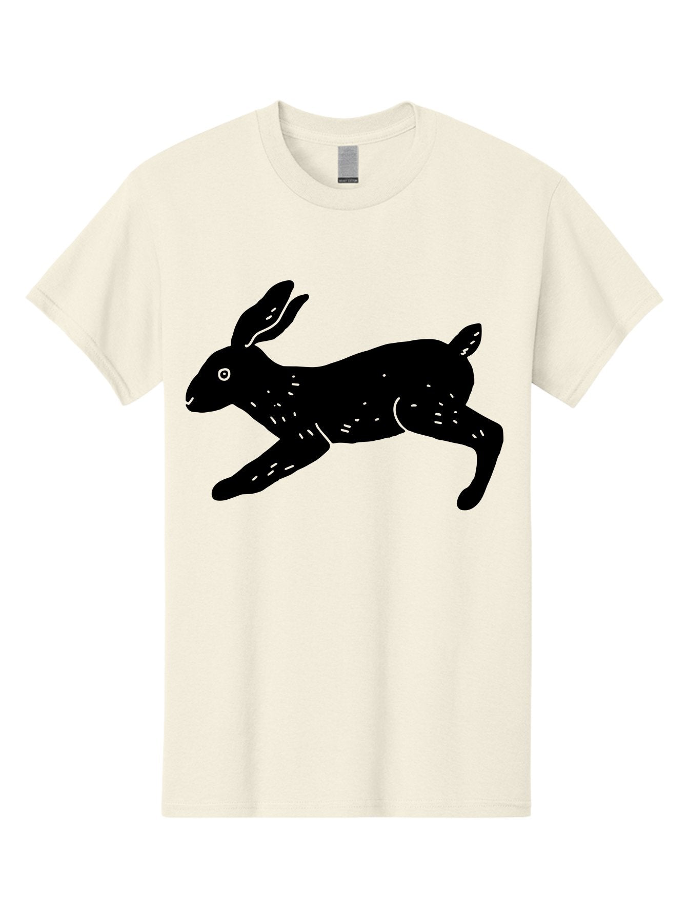 Rabbit-Silhouette Men'S Graphic Tee, 100% Cotton, Comfortable Casual Summer Wear, Machine Washable, Running Rabbit, Black Silhouette, Neon Green Accents, Dynamic Movement, Simple Design, Abstract Art, Minimalist Style, Rabbit Illustration -  Aaa610 3