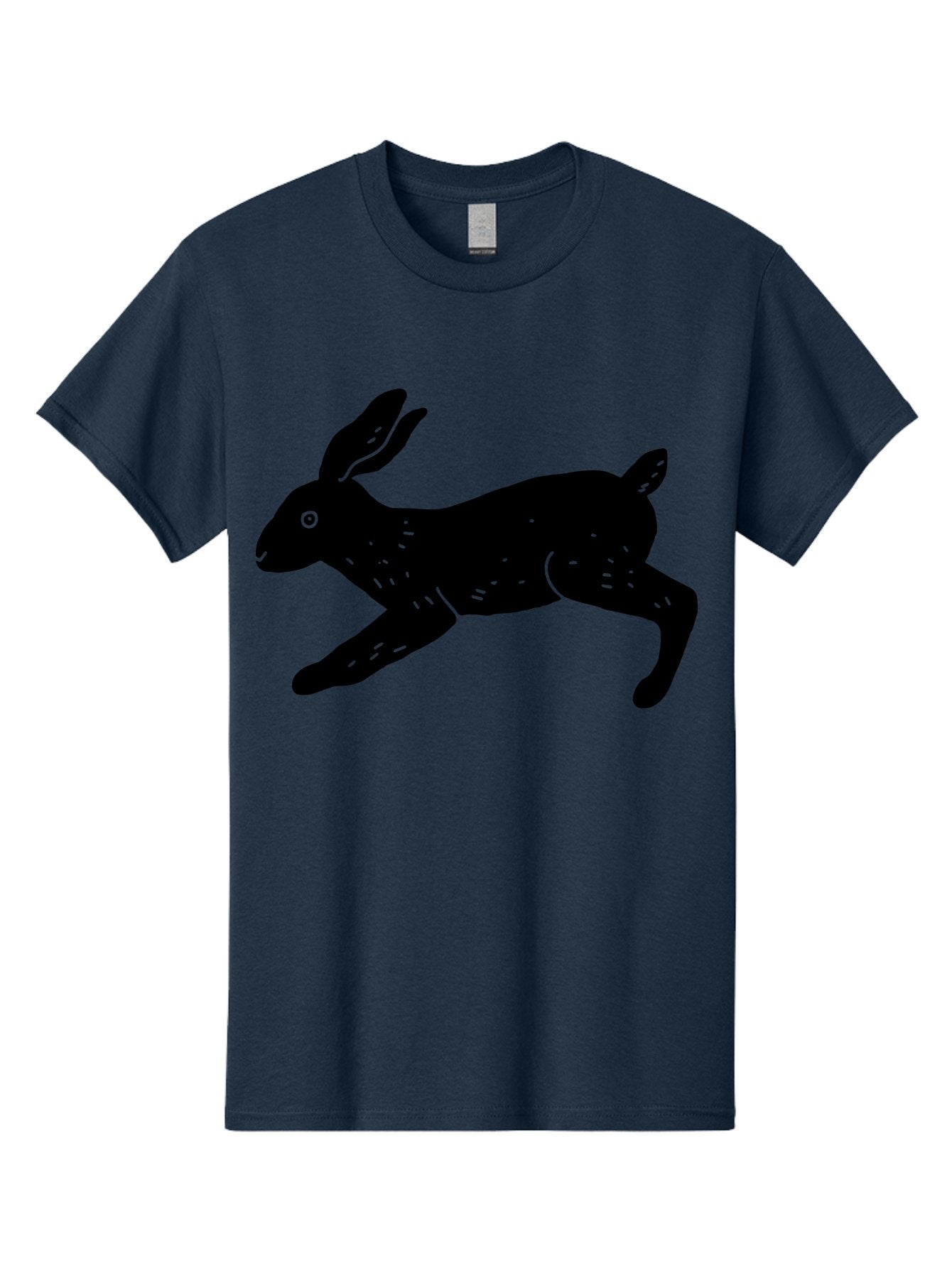 Rabbit-Silhouette Men'S Graphic Tee, 100% Cotton, Comfortable Casual Summer Wear, Machine Washable, Running Rabbit, Black Silhouette, Neon Green Accents, Dynamic Movement, Simple Design, Abstract Art, Minimalist Style, Rabbit Illustration -  Aaa610 4