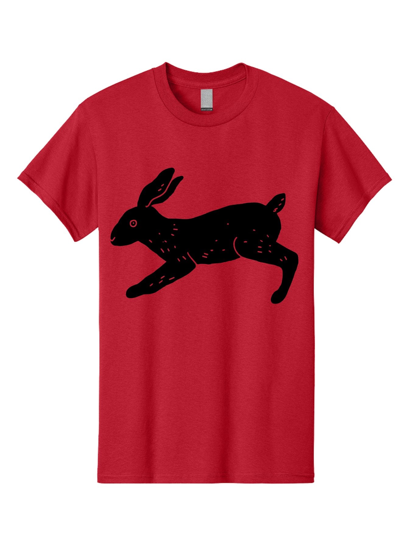 Rabbit-Silhouette Men'S Graphic Tee, 100% Cotton, Comfortable Casual Summer Wear, Machine Washable, Running Rabbit, Black Silhouette, Neon Green Accents, Dynamic Movement, Simple Design, Abstract Art, Minimalist Style, Rabbit Illustration -  Aaa610 5