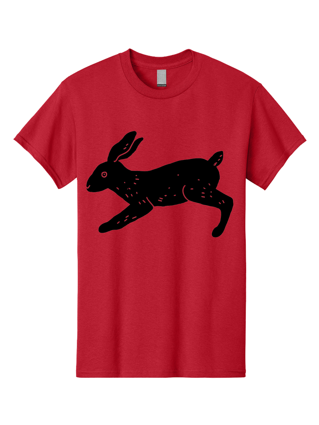 Rabbit-Silhouette Men'S Graphic Tee, 100% Cotton, Comfortable Casual Summer Wear, Machine Washable, Running Rabbit, Black Silhouette, Neon Green Accents, Dynamic Movement, Simple Design, Abstract Art, Minimalist Style, Rabbit Illustration -  Aaa610 23