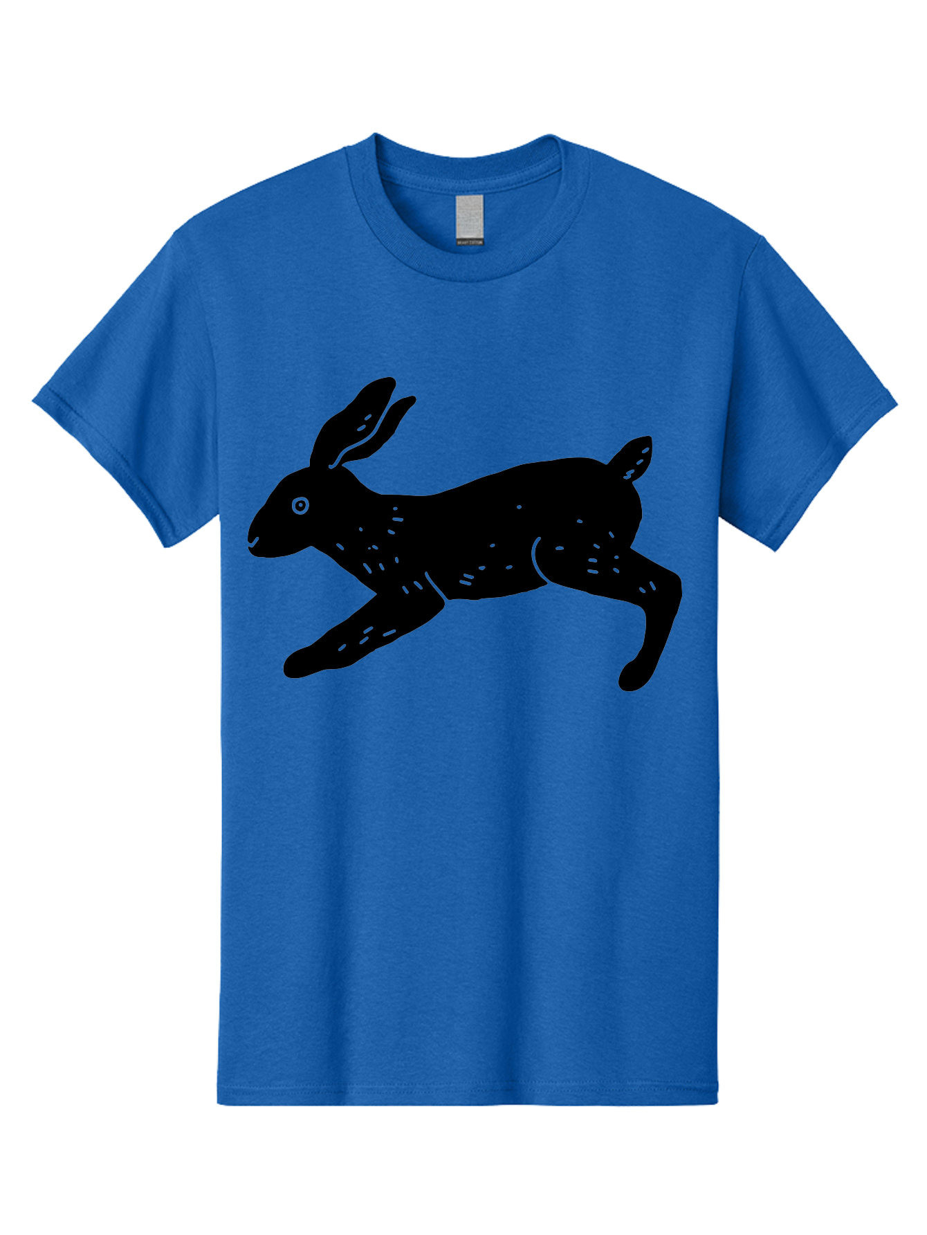 Rabbit-Silhouette Men'S Graphic Tee, 100% Cotton, Comfortable Casual Summer Wear, Machine Washable, Running Rabbit, Black Silhouette, Neon Green Accents, Dynamic Movement, Simple Design, Abstract Art, Minimalist Style, Rabbit Illustration -  Aaa610 25