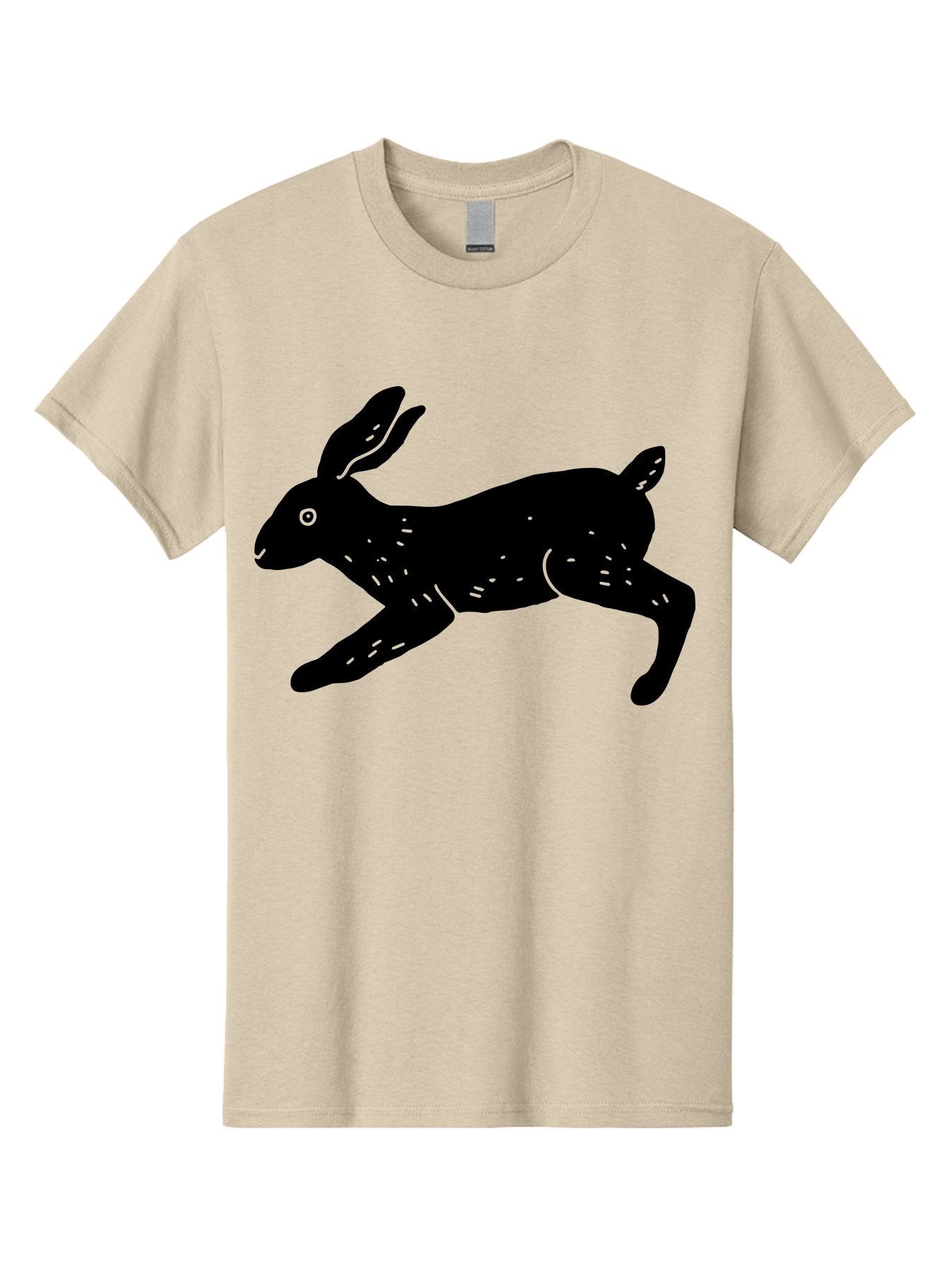 Rabbit-Silhouette Men'S Graphic Tee, 100% Cotton, Comfortable Casual Summer Wear, Machine Washable, Running Rabbit, Black Silhouette, Neon Green Accents, Dynamic Movement, Simple Design, Abstract Art, Minimalist Style, Rabbit Illustration -  Aaa610 7