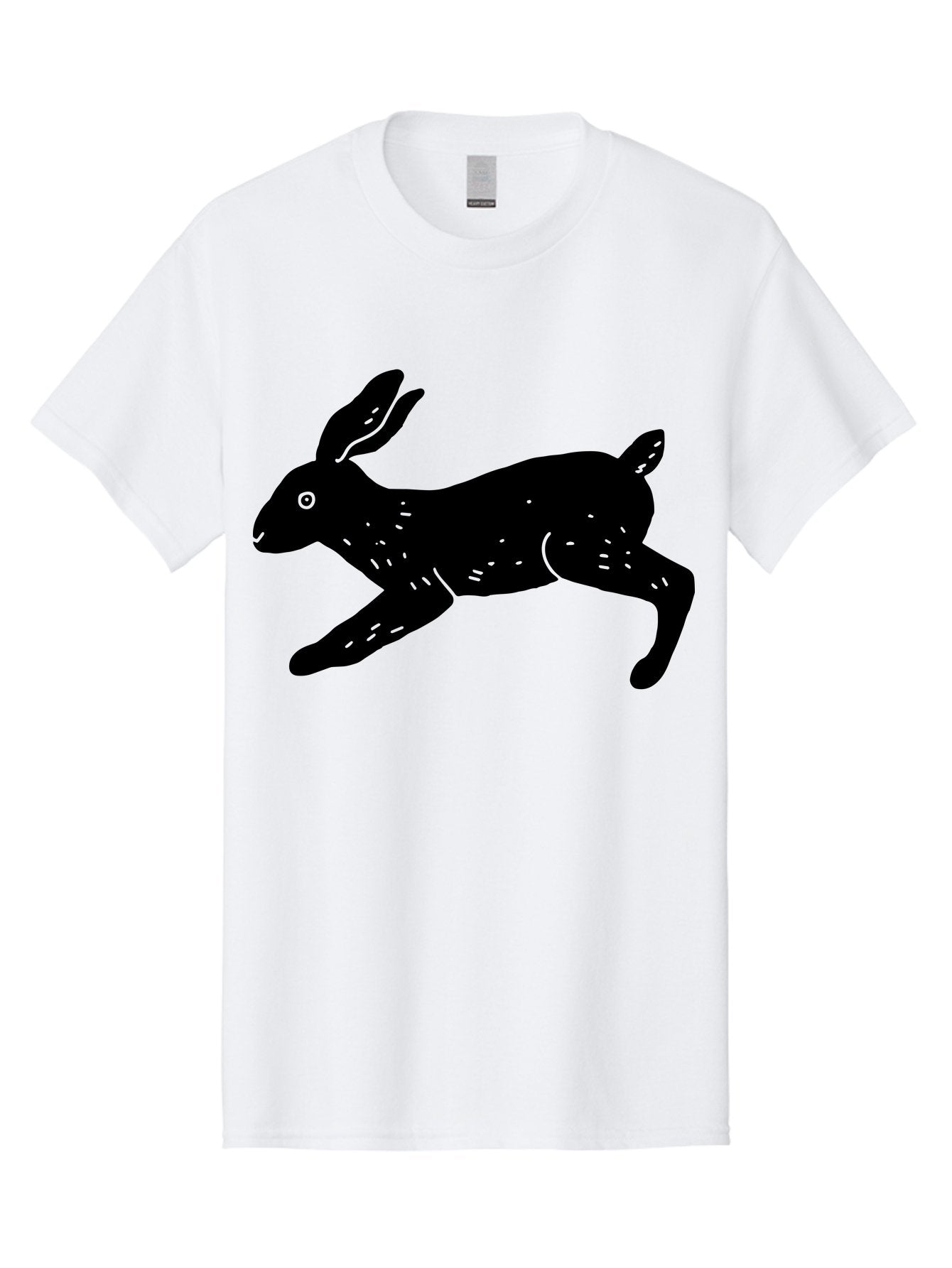 Rabbit-Silhouette Men'S Graphic Tee, 100% Cotton, Comfortable Casual Summer Wear, Machine Washable, Running Rabbit, Black Silhouette, Neon Green Accents, Dynamic Movement, Simple Design, Abstract Art, Minimalist Style, Rabbit Illustration -  Aaa610 6