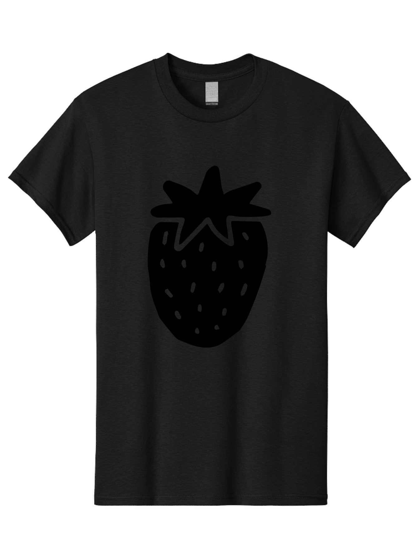 Strawberry Men'S Graphic Tee, 100% Cotton, Comfortable Casual Summer Wear, Machine Washable, Strawberry Silhouette, Simple Illustration, Strawberry Graphic, Black And Green, Fruit Icon, Summer Fruit -  Aaa612 15