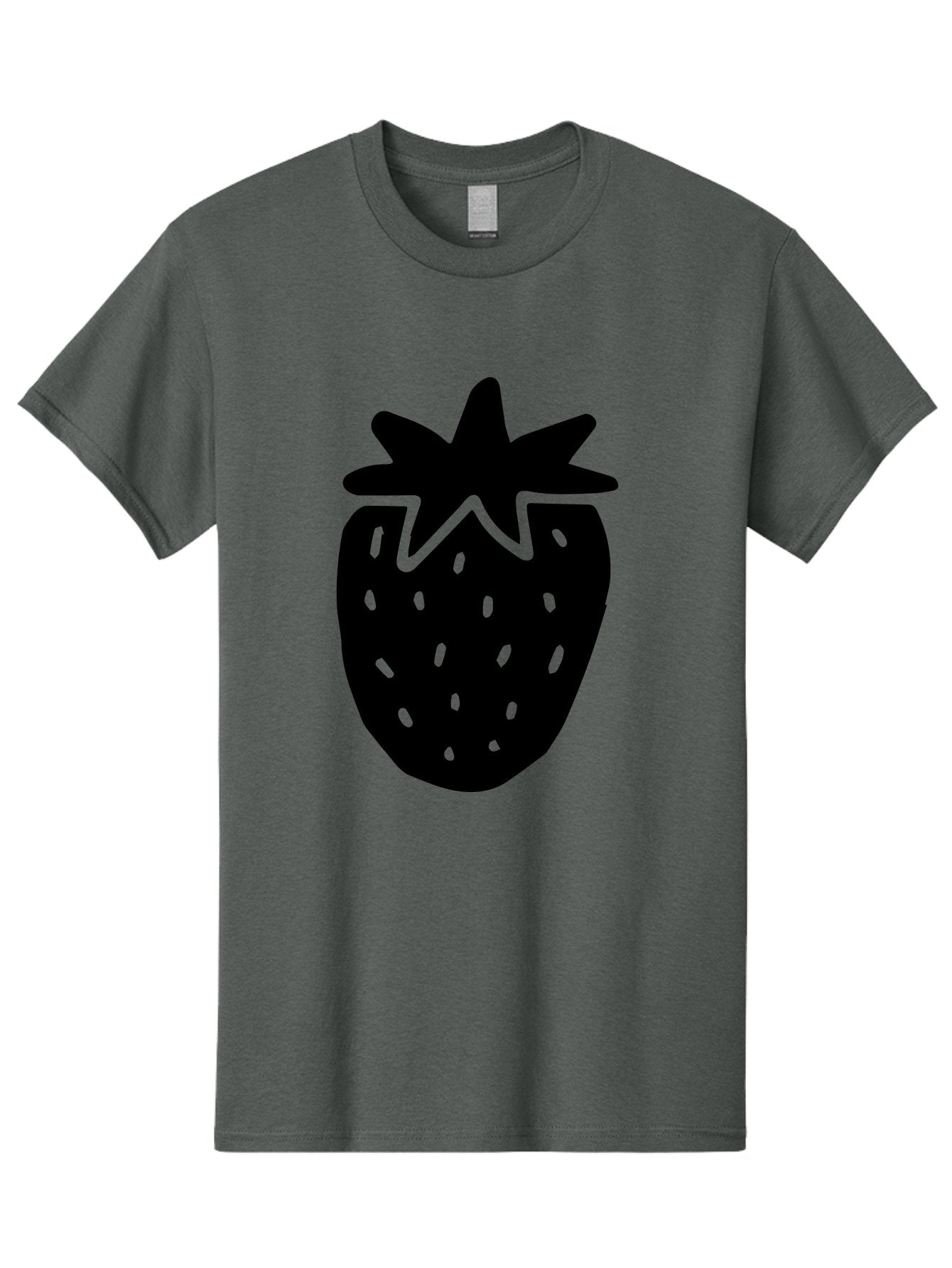 Strawberry Men'S Graphic Tee, 100% Cotton, Comfortable Casual Summer Wear, Machine Washable, Strawberry Silhouette, Simple Illustration, Strawberry Graphic, Black And Green, Fruit Icon, Summer Fruit -  Aaa612 11