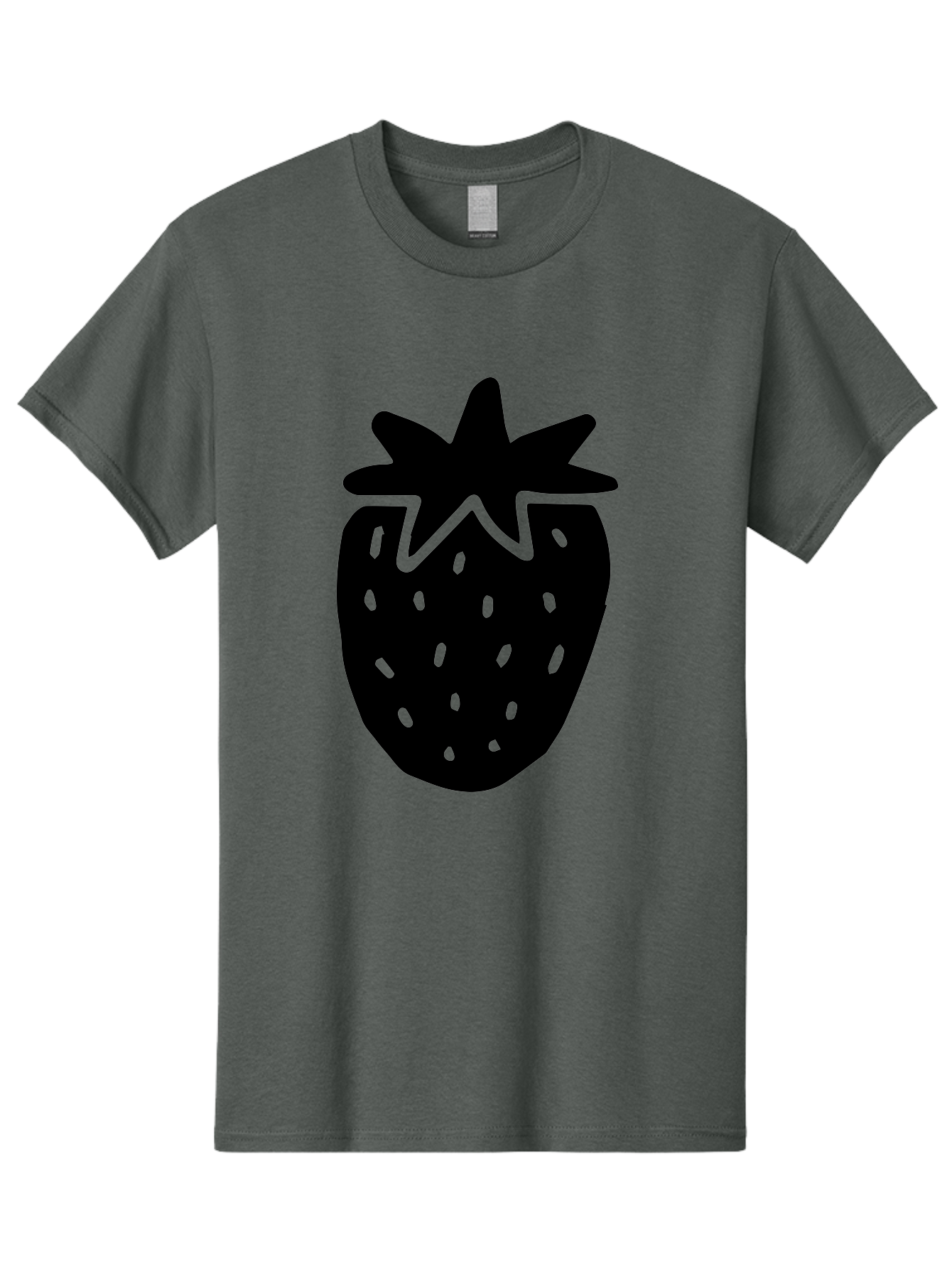 Strawberry Men'S Graphic Tee, 100% Cotton, Comfortable Casual Summer Wear, Machine Washable, Strawberry Silhouette, Simple Illustration, Strawberry Graphic, Black And Green, Fruit Icon, Summer Fruit -  Aaa612 3
