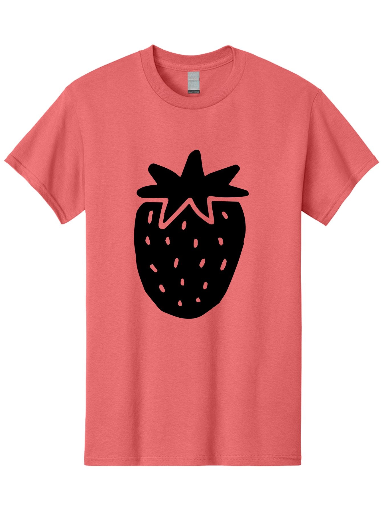 Strawberry Men'S Graphic Tee, 100% Cotton, Comfortable Casual Summer Wear, Machine Washable, Strawberry Silhouette, Simple Illustration, Strawberry Graphic, Black And Green, Fruit Icon, Summer Fruit -  Aaa612 13