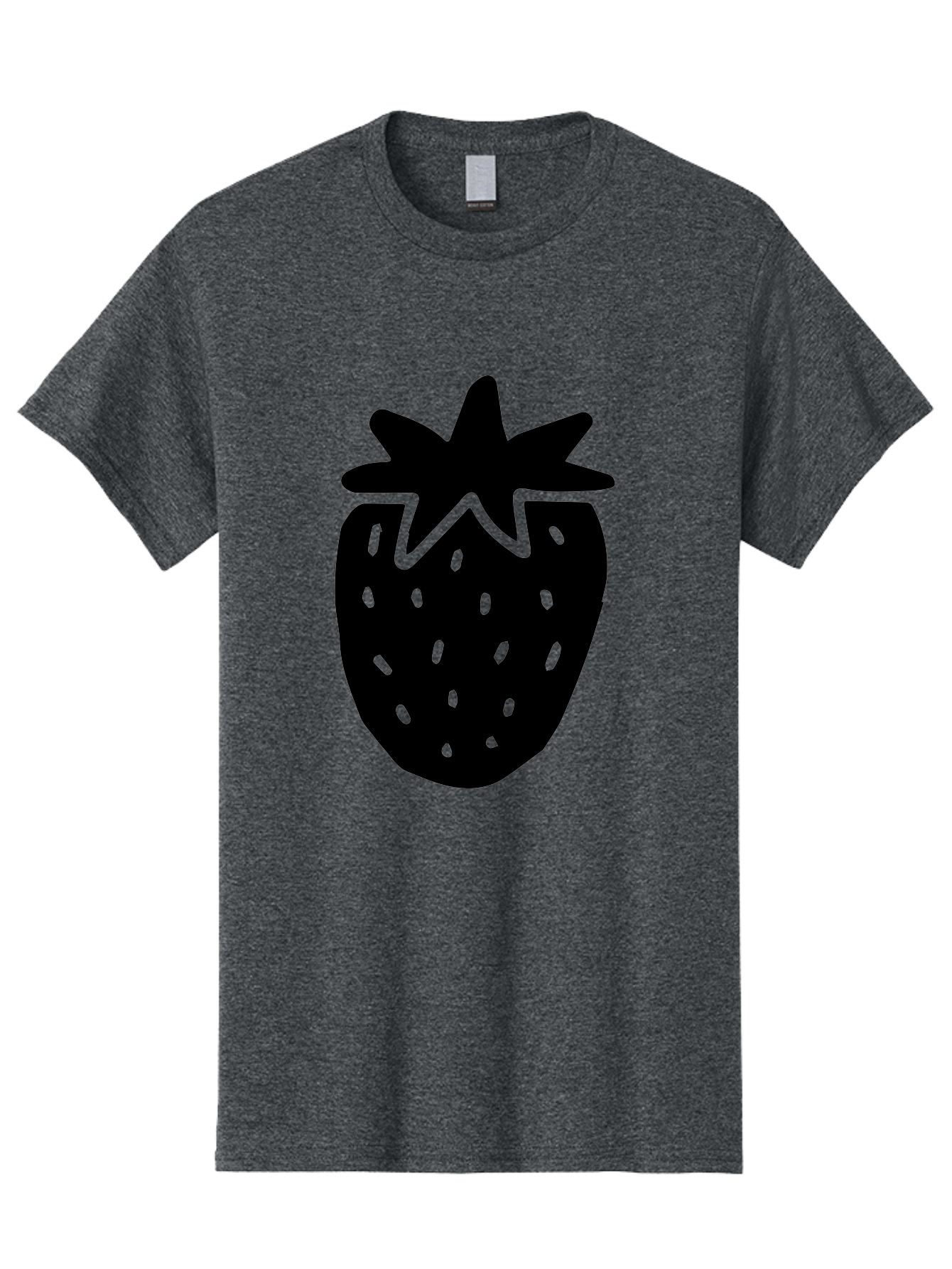 Strawberry Men'S Graphic Tee, 100% Cotton, Comfortable Casual Summer Wear, Machine Washable, Strawberry Silhouette, Simple Illustration, Strawberry Graphic, Black And Green, Fruit Icon, Summer Fruit -  Aaa612 7