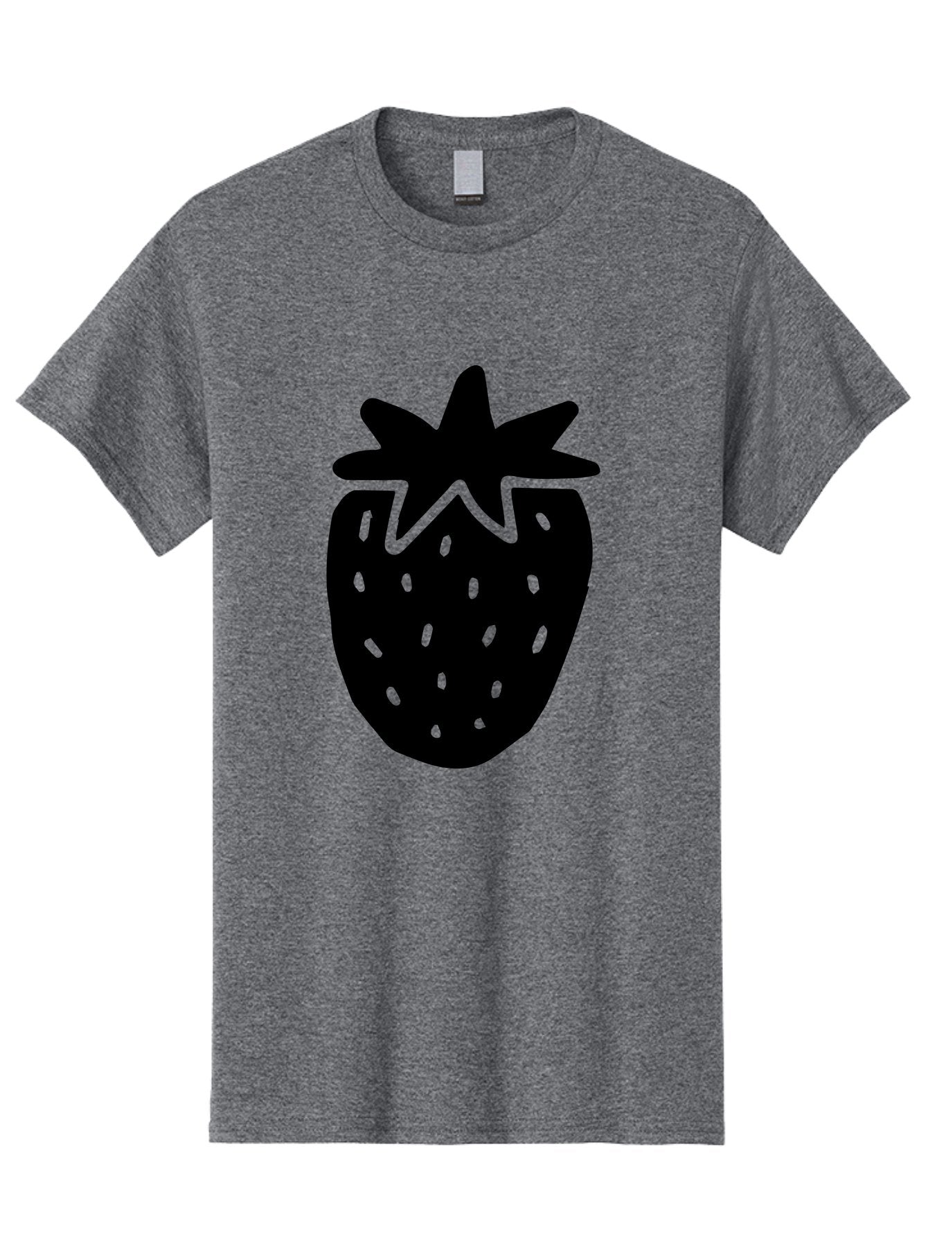Strawberry Men'S Graphic Tee, 100% Cotton, Comfortable Casual Summer Wear, Machine Washable, Strawberry Silhouette, Simple Illustration, Strawberry Graphic, Black And Green, Fruit Icon, Summer Fruit -  Aaa612 8