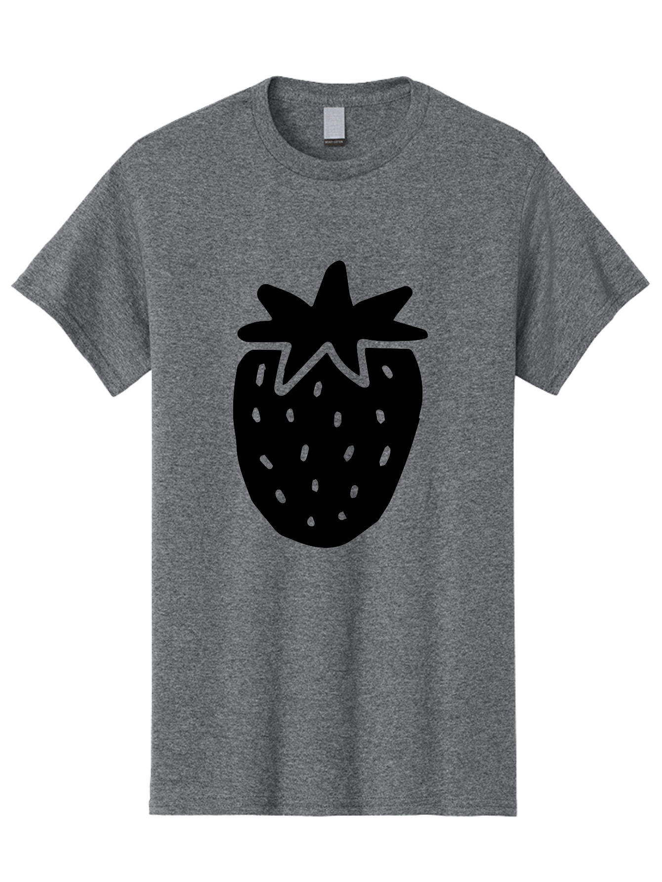 Strawberry Men'S Graphic Tee, 100% Cotton, Comfortable Casual Summer Wear, Machine Washable, Strawberry Silhouette, Simple Illustration, Strawberry Graphic, Black And Green, Fruit Icon, Summer Fruit -  Aaa612 9