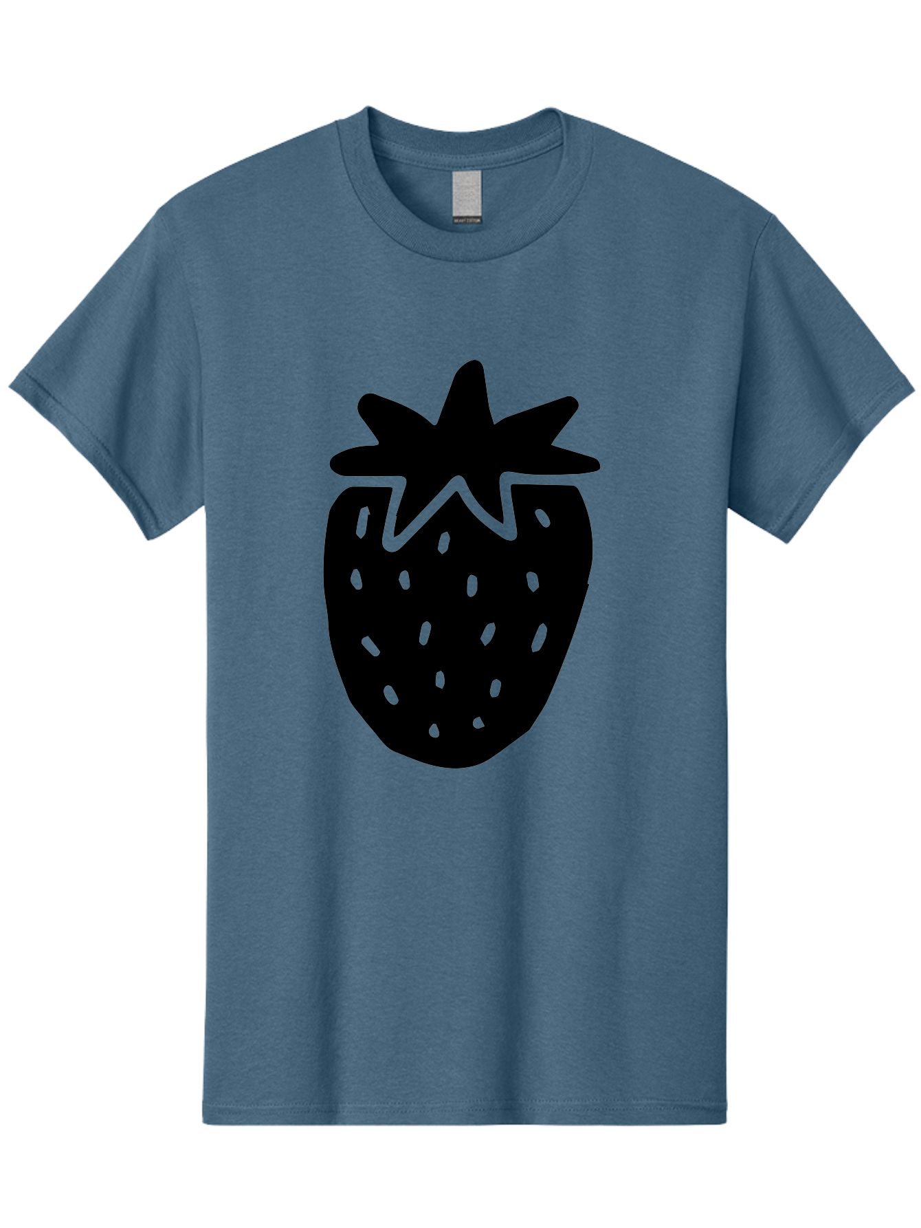 Strawberry Men'S Graphic Tee, 100% Cotton, Comfortable Casual Summer Wear, Machine Washable, Strawberry Silhouette, Simple Illustration, Strawberry Graphic, Black And Green, Fruit Icon, Summer Fruit -  Aaa612 11
