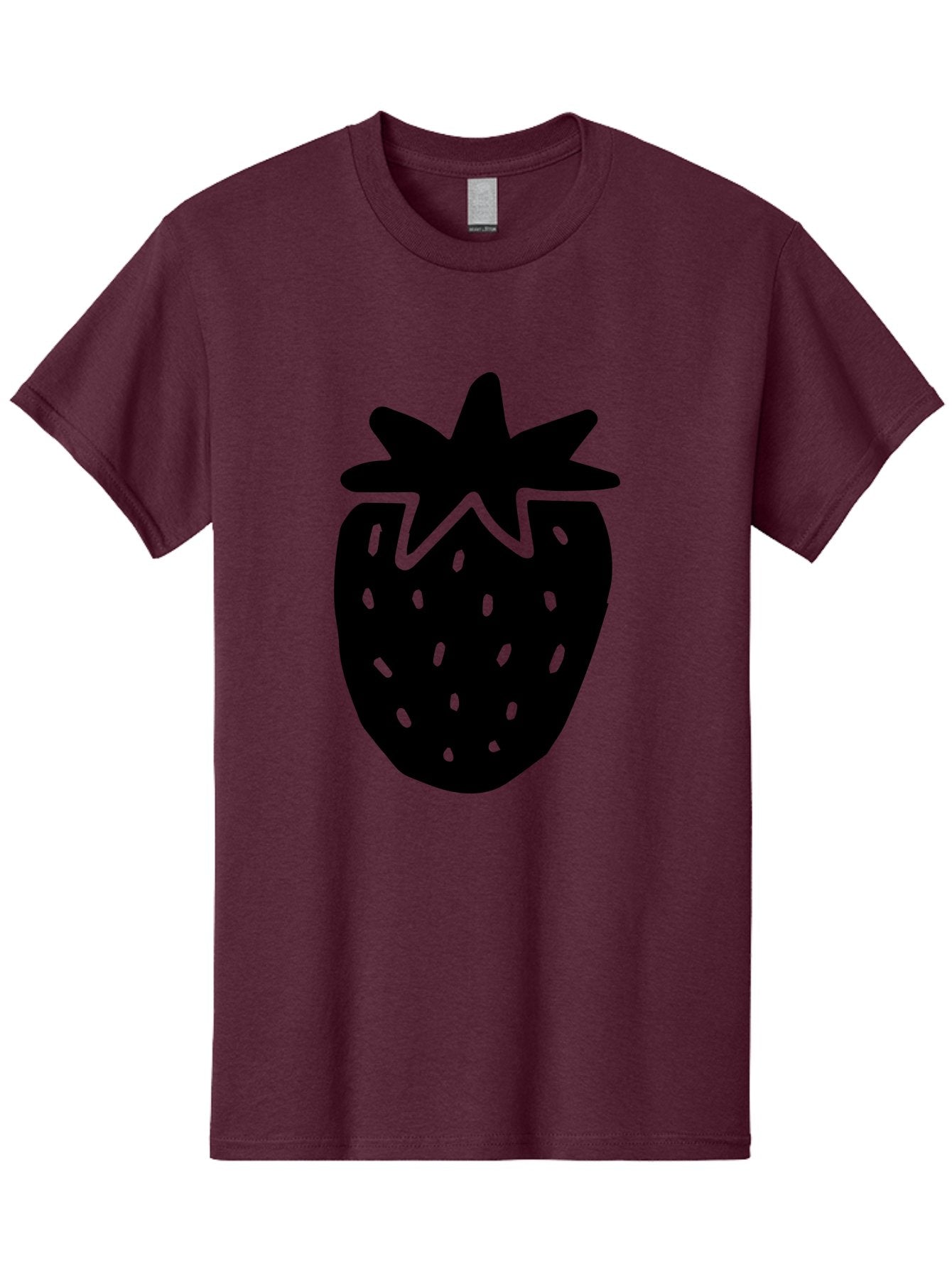Strawberry Men'S Graphic Tee, 100% Cotton, Comfortable Casual Summer Wear, Machine Washable, Strawberry Silhouette, Simple Illustration, Strawberry Graphic, Black And Green, Fruit Icon, Summer Fruit -  Aaa612 4