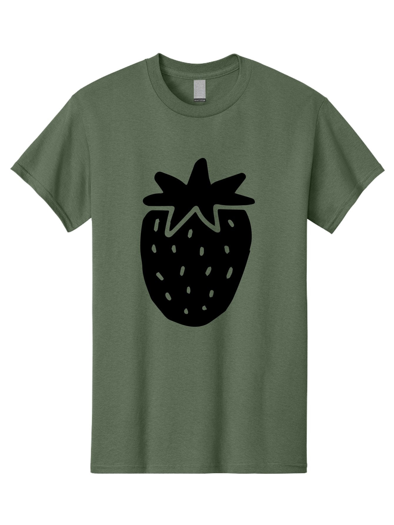 Strawberry Men'S Graphic Tee, 100% Cotton, Comfortable Casual Summer Wear, Machine Washable, Strawberry Silhouette, Simple Illustration, Strawberry Graphic, Black And Green, Fruit Icon, Summer Fruit -  Aaa612 7