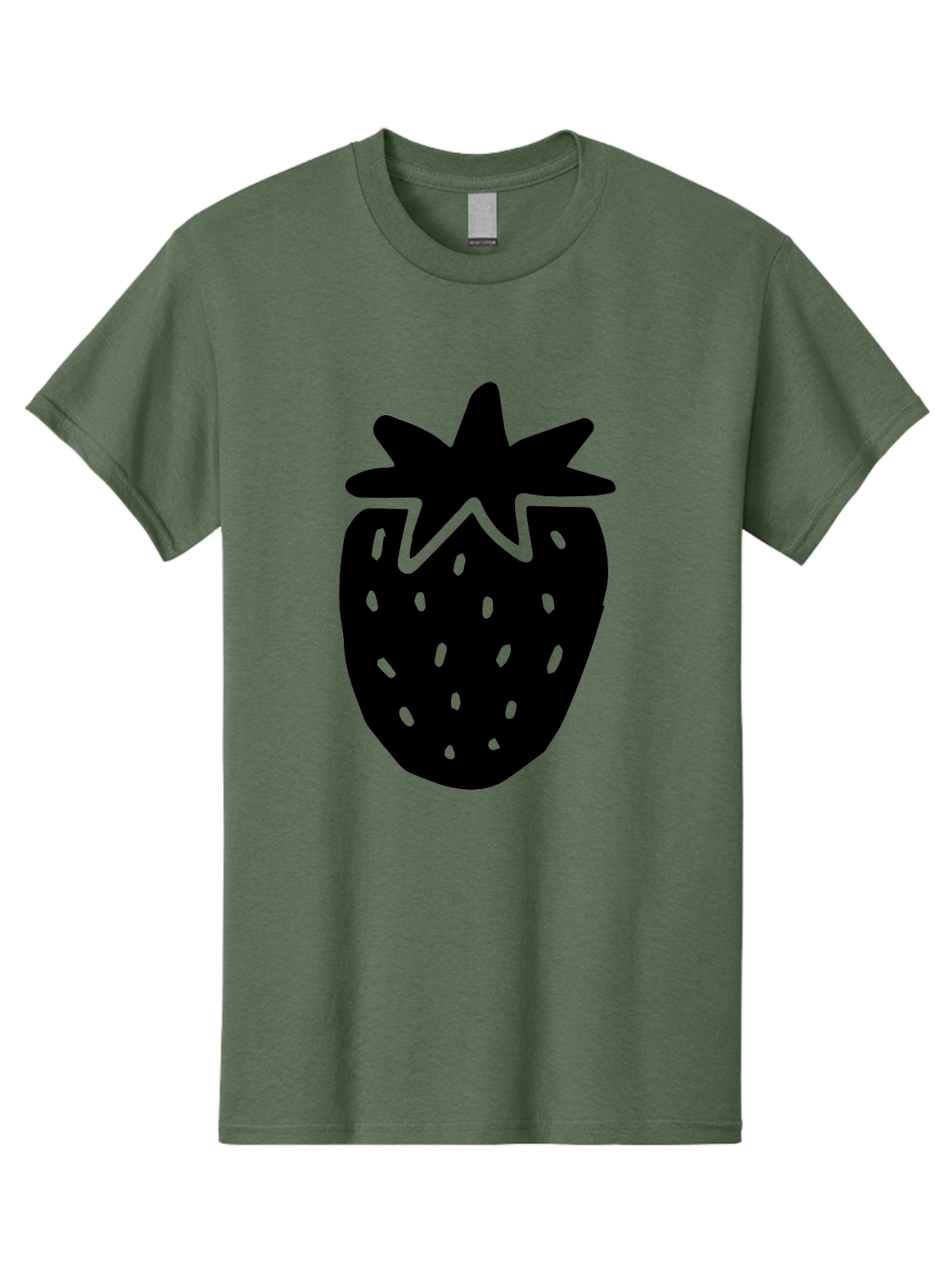 Strawberry Men'S Graphic Tee, 100% Cotton, Comfortable Casual Summer Wear, Machine Washable, Strawberry Silhouette, Simple Illustration, Strawberry Graphic, Black And Green, Fruit Icon, Summer Fruit -  Aaa612 15