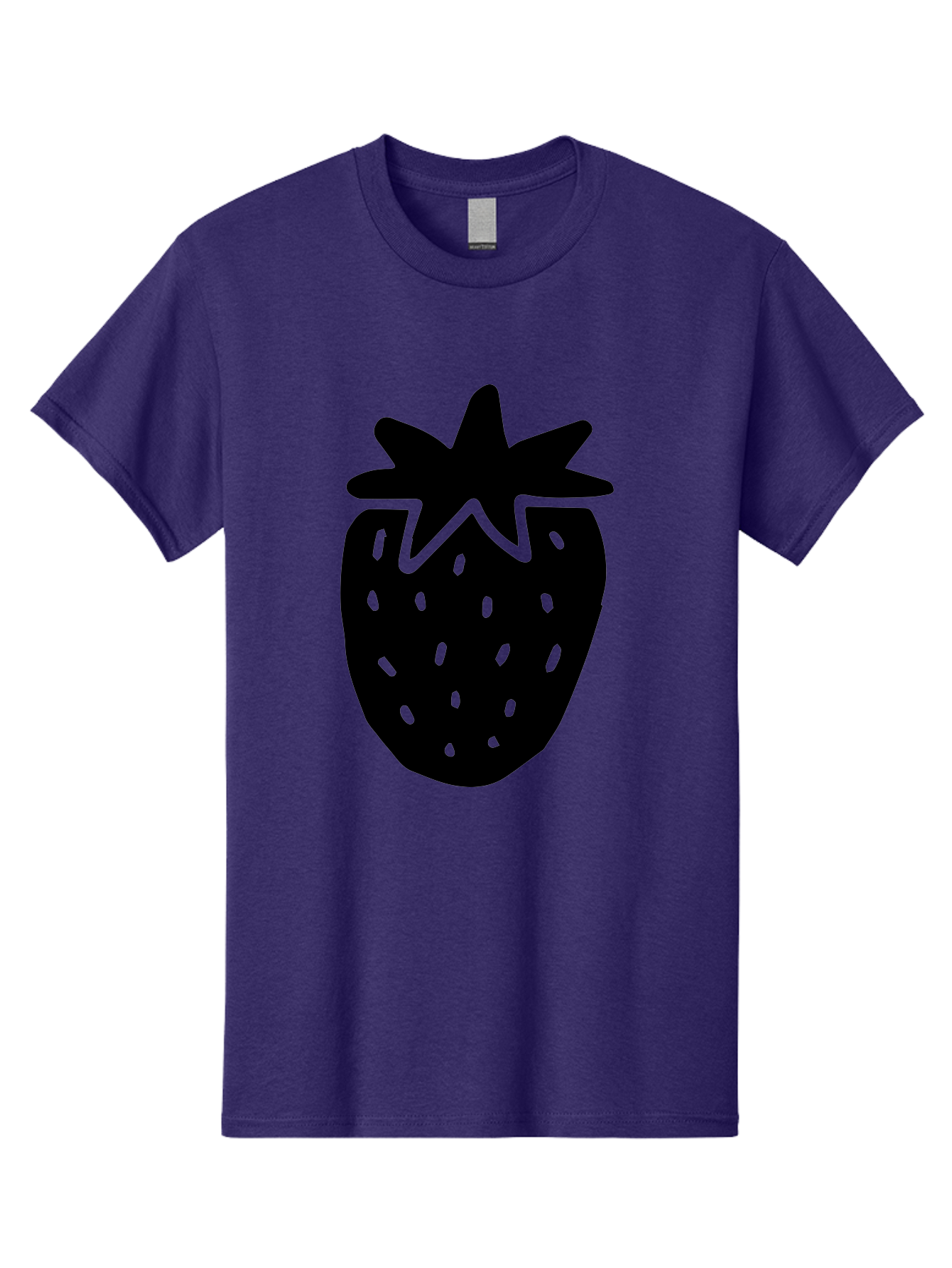 Strawberry Men'S Graphic Tee, 100% Cotton, Comfortable Casual Summer Wear, Machine Washable, Strawberry Silhouette, Simple Illustration, Strawberry Graphic, Black And Green, Fruit Icon, Summer Fruit -  Aaa612 21