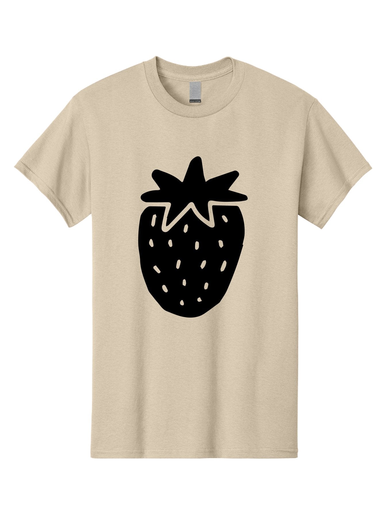 Strawberry Men'S Graphic Tee, 100% Cotton, Comfortable Casual Summer Wear, Machine Washable, Strawberry Silhouette, Simple Illustration, Strawberry Graphic, Black And Green, Fruit Icon, Summer Fruit -  Aaa612 10