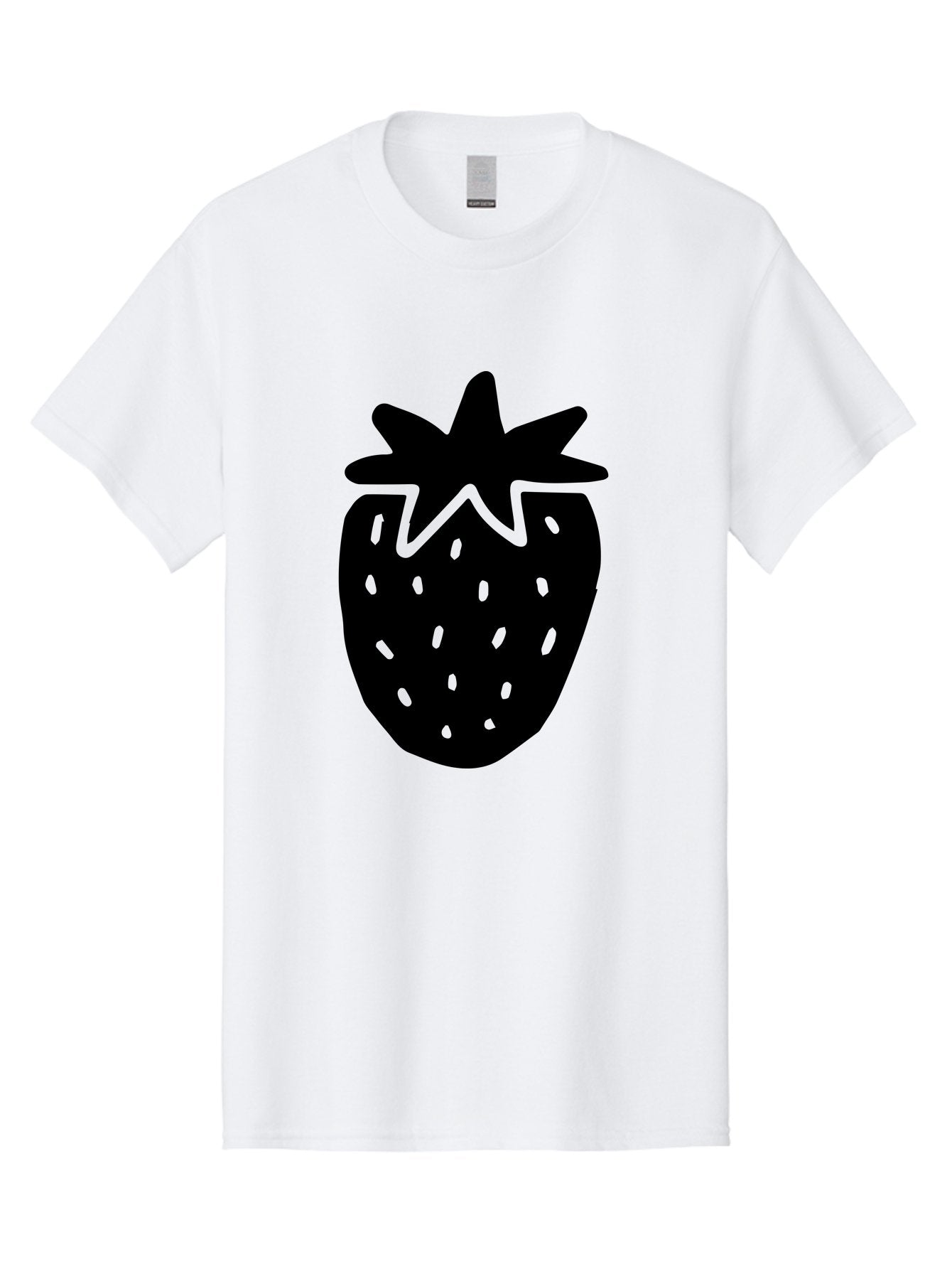Strawberry Men'S Graphic Tee, 100% Cotton, Comfortable Casual Summer Wear, Machine Washable, Strawberry Silhouette, Simple Illustration, Strawberry Graphic, Black And Green, Fruit Icon, Summer Fruit -  Aaa612 14