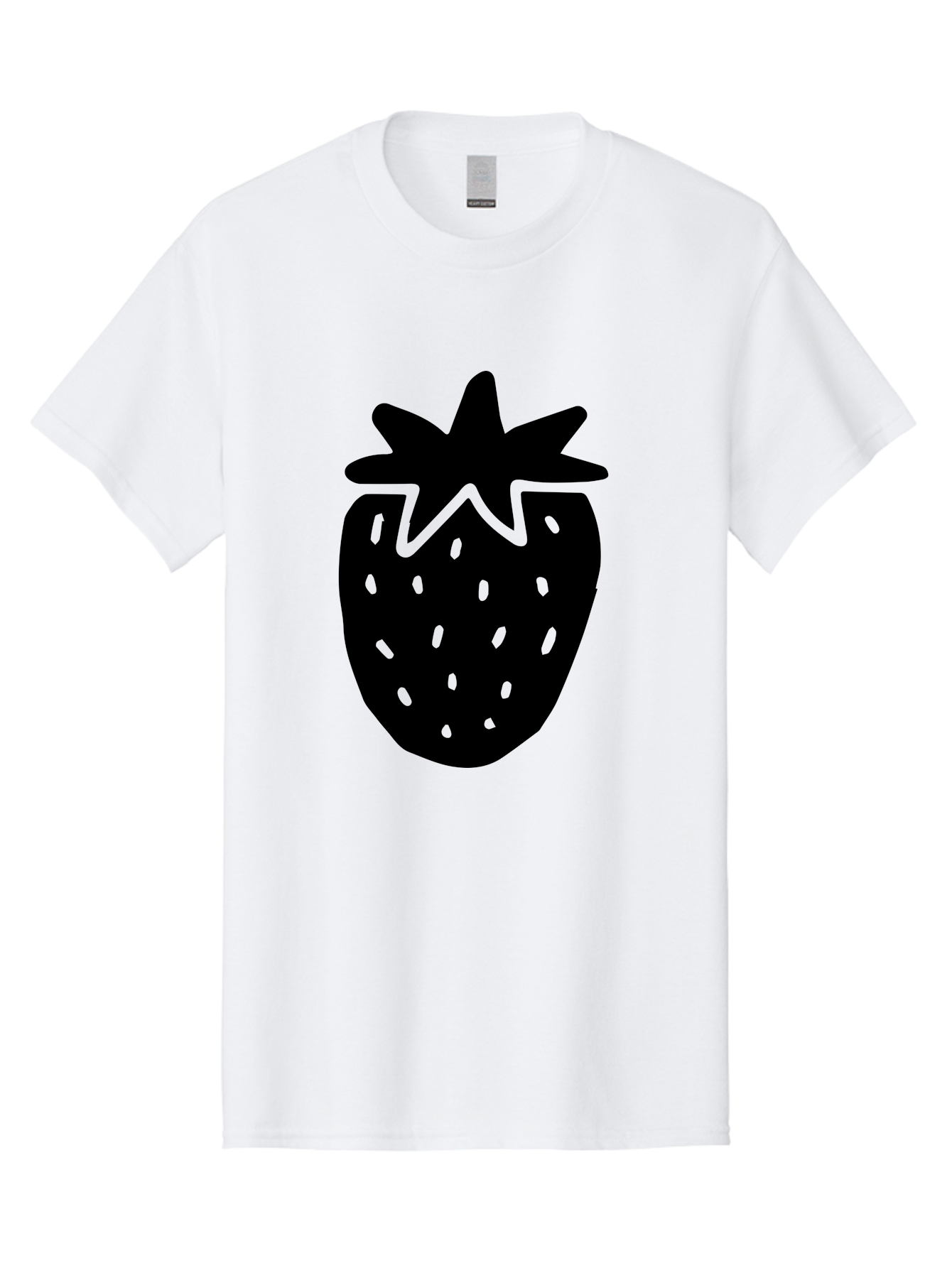 Strawberry Men'S Graphic Tee, 100% Cotton, Comfortable Casual Summer Wear, Machine Washable, Strawberry Silhouette, Simple Illustration, Strawberry Graphic, Black And Green, Fruit Icon, Summer Fruit -  Aaa612 29