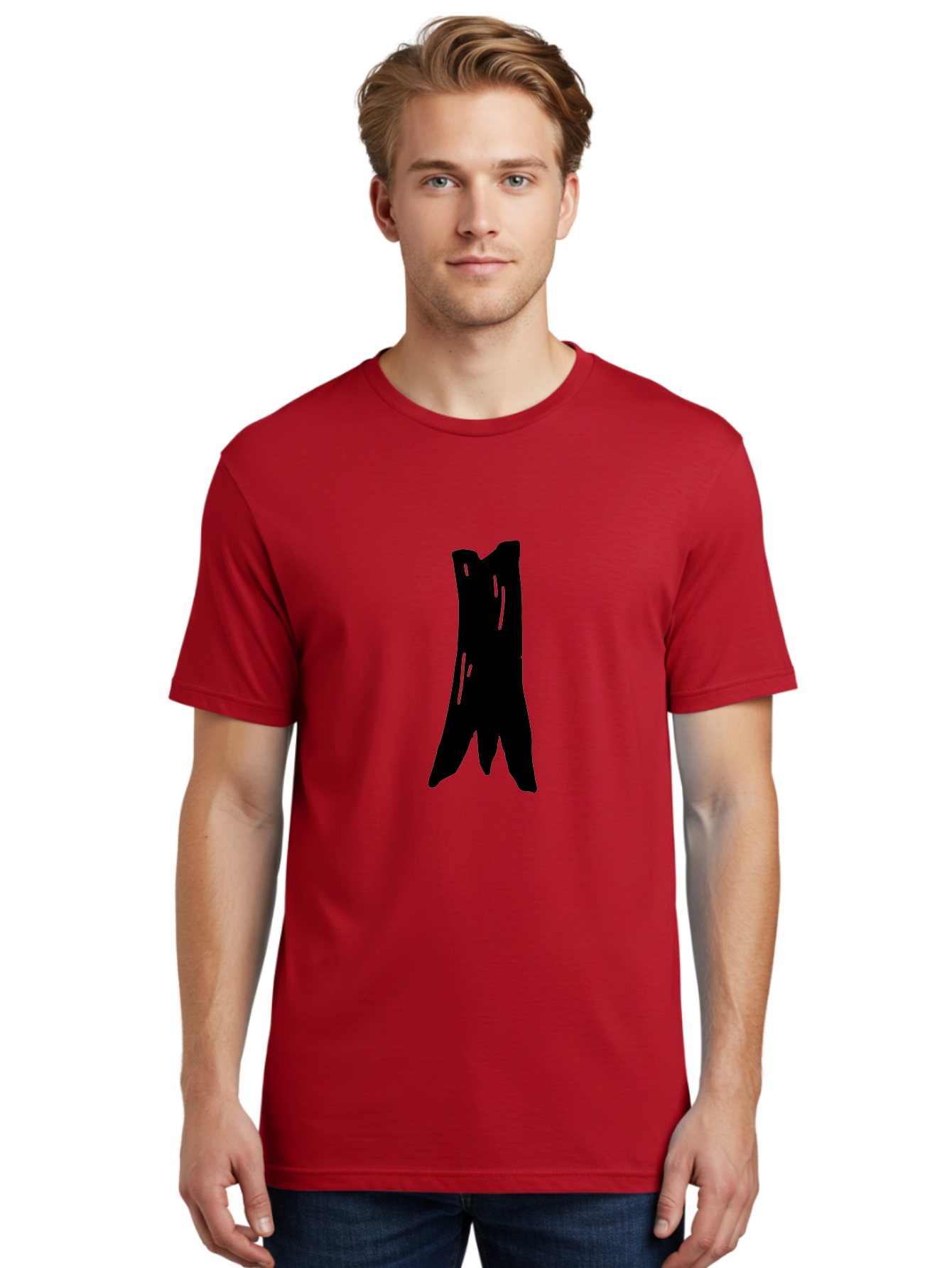 Tree-Stump Men'S Graphic Tee, 100% Cotton, Comfortable Casual Summer Wear, Machine Washable, Tree Trunk, Minimalist Art, Simple Shapes, Black Silhouette, Abstract Representation, Natural Forms, Digital Illustration, Modern Design -  Aaa614 24