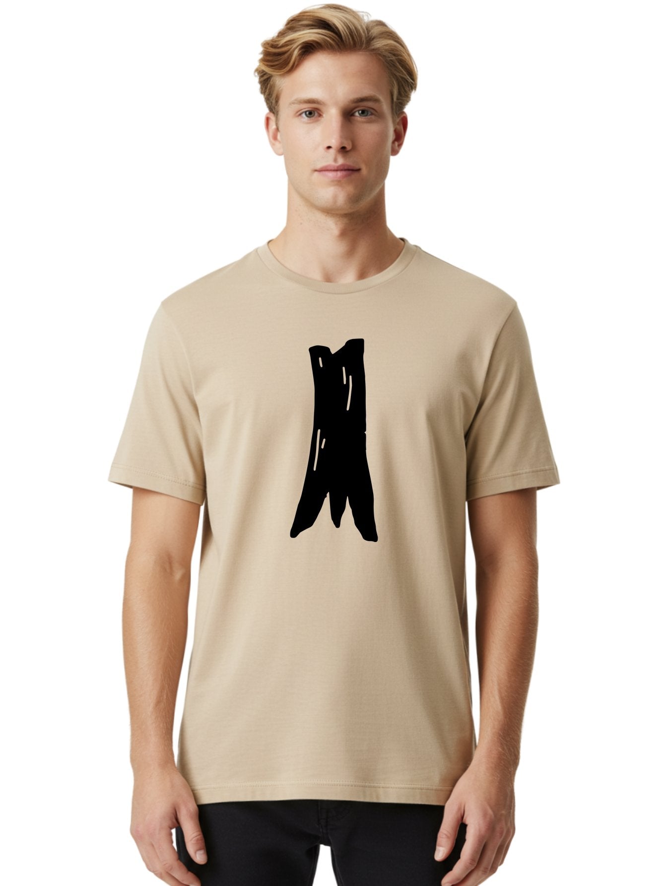 Tree-Stump Men'S Graphic Tee, 100% Cotton, Comfortable Casual Summer Wear, Machine Washable, Tree Trunk, Minimalist Art, Simple Shapes, Black Silhouette, Abstract Representation, Natural Forms, Digital Illustration, Modern Design -  Aaa614 20