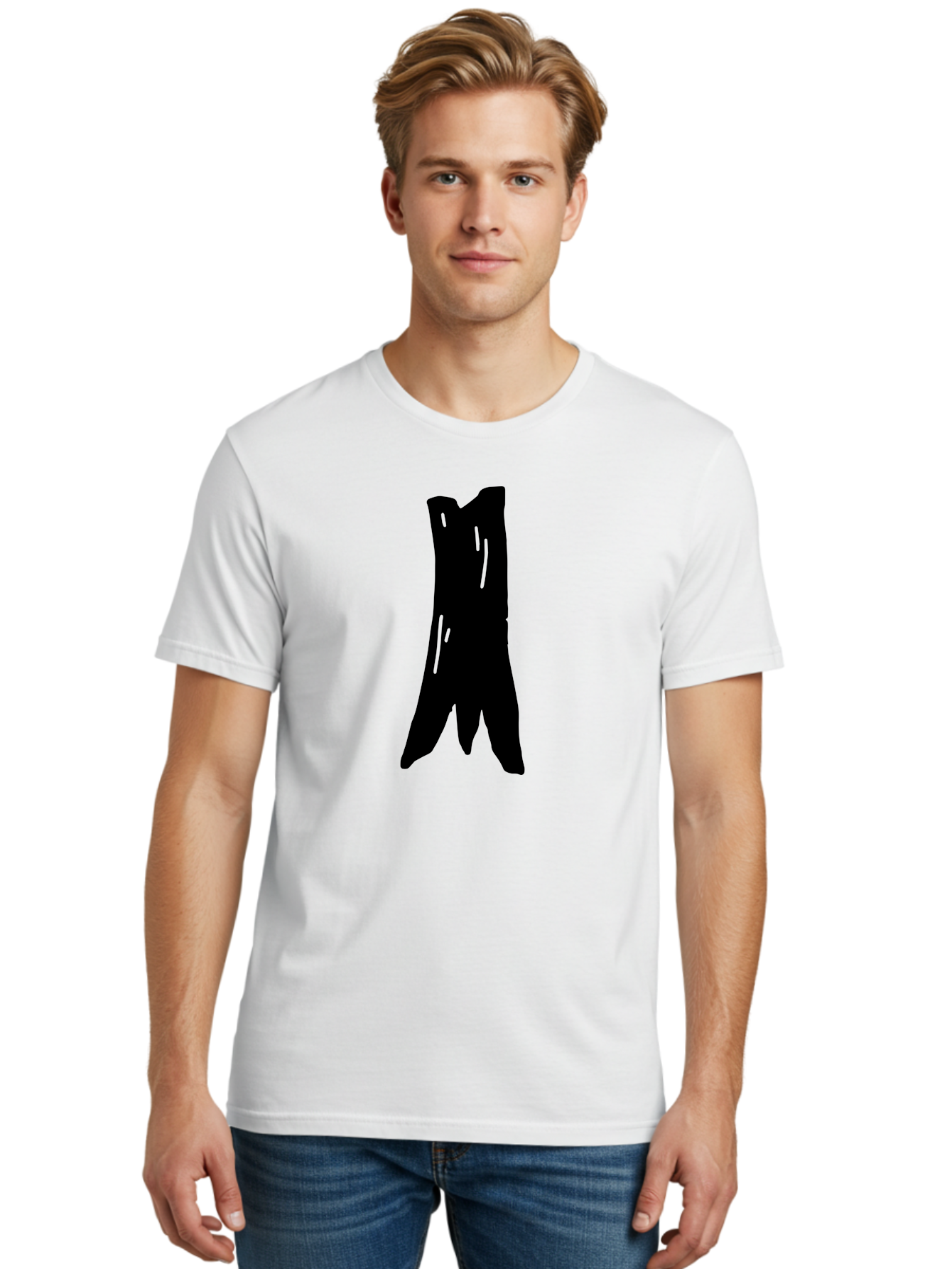 Tree-Stump Men'S Graphic Tee, 100% Cotton, Comfortable Casual Summer Wear, Machine Washable, Tree Trunk, Minimalist Art, Simple Shapes, Black Silhouette, Abstract Representation, Natural Forms, Digital Illustration, Modern Design -  Aaa614 30