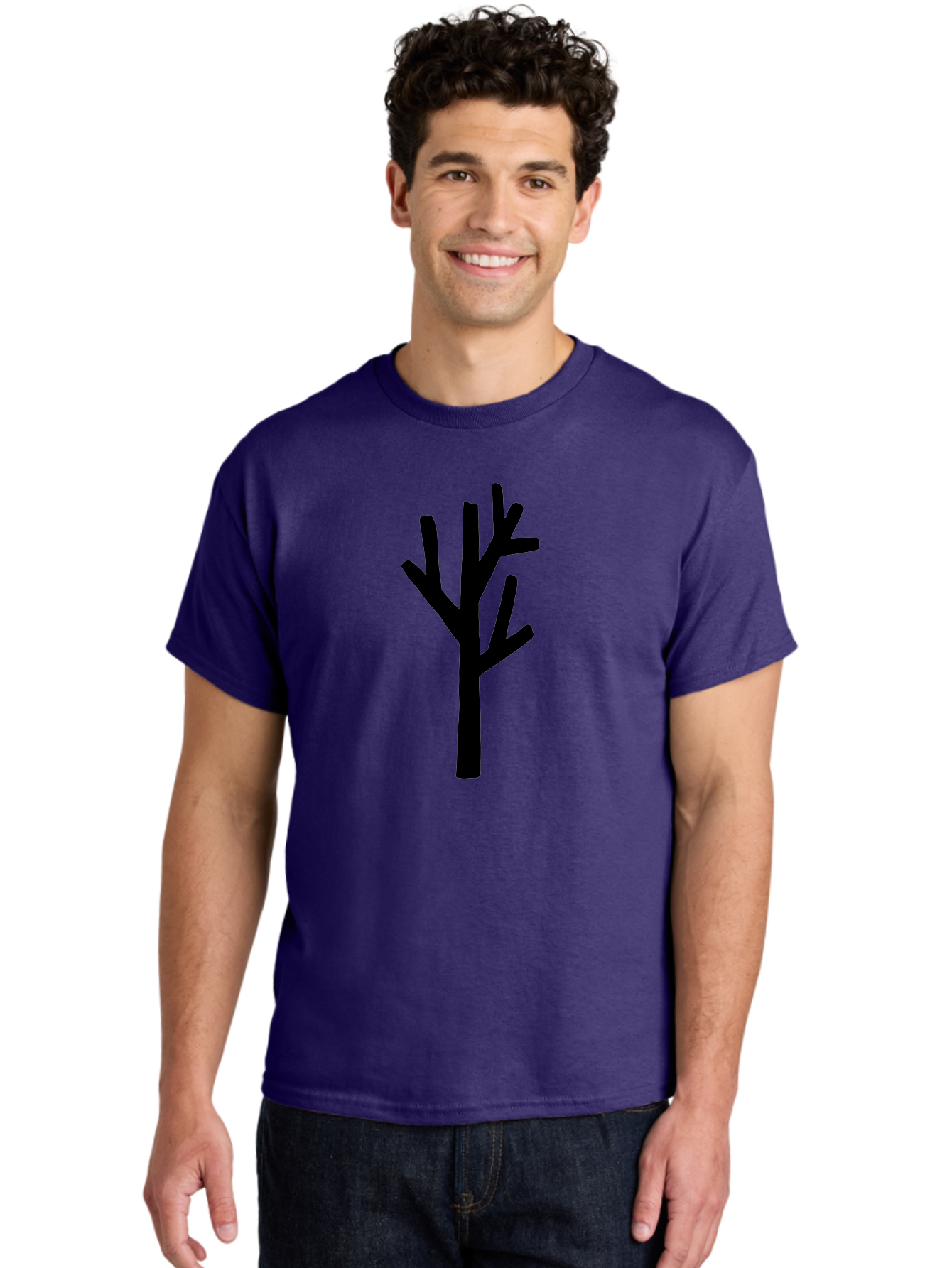 Tree Men'S Graphic Tee, 100% Cotton, Comfortable Casual Summer Wear, Machine Washable, Tree Silhouette, Minimalist Design, Black Tree, Simple Graphic, Bare Tree, Modern Art -  Aaa615 22